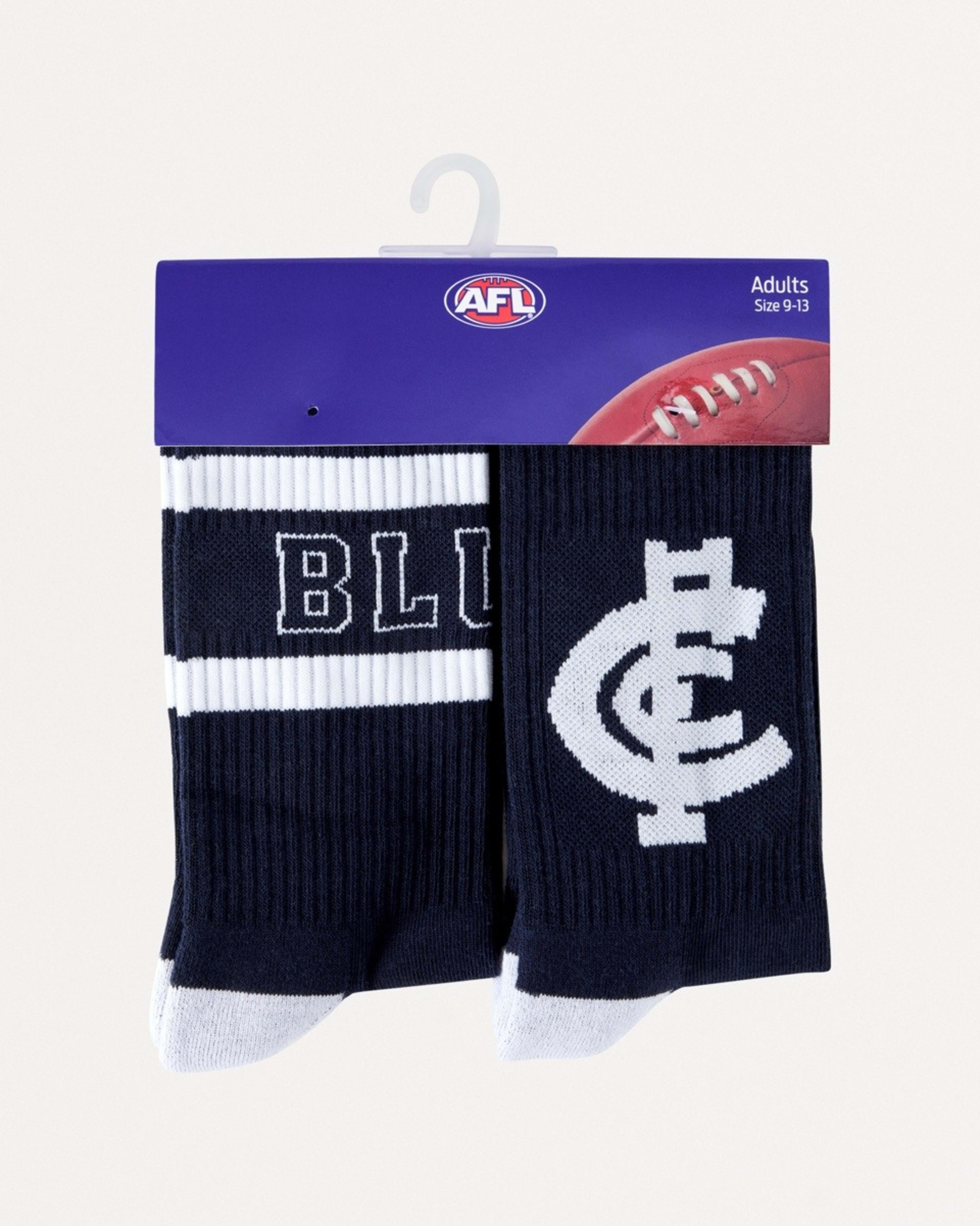 3 2 Pack Official AFL Adult Socks Carlton, 3 of 3