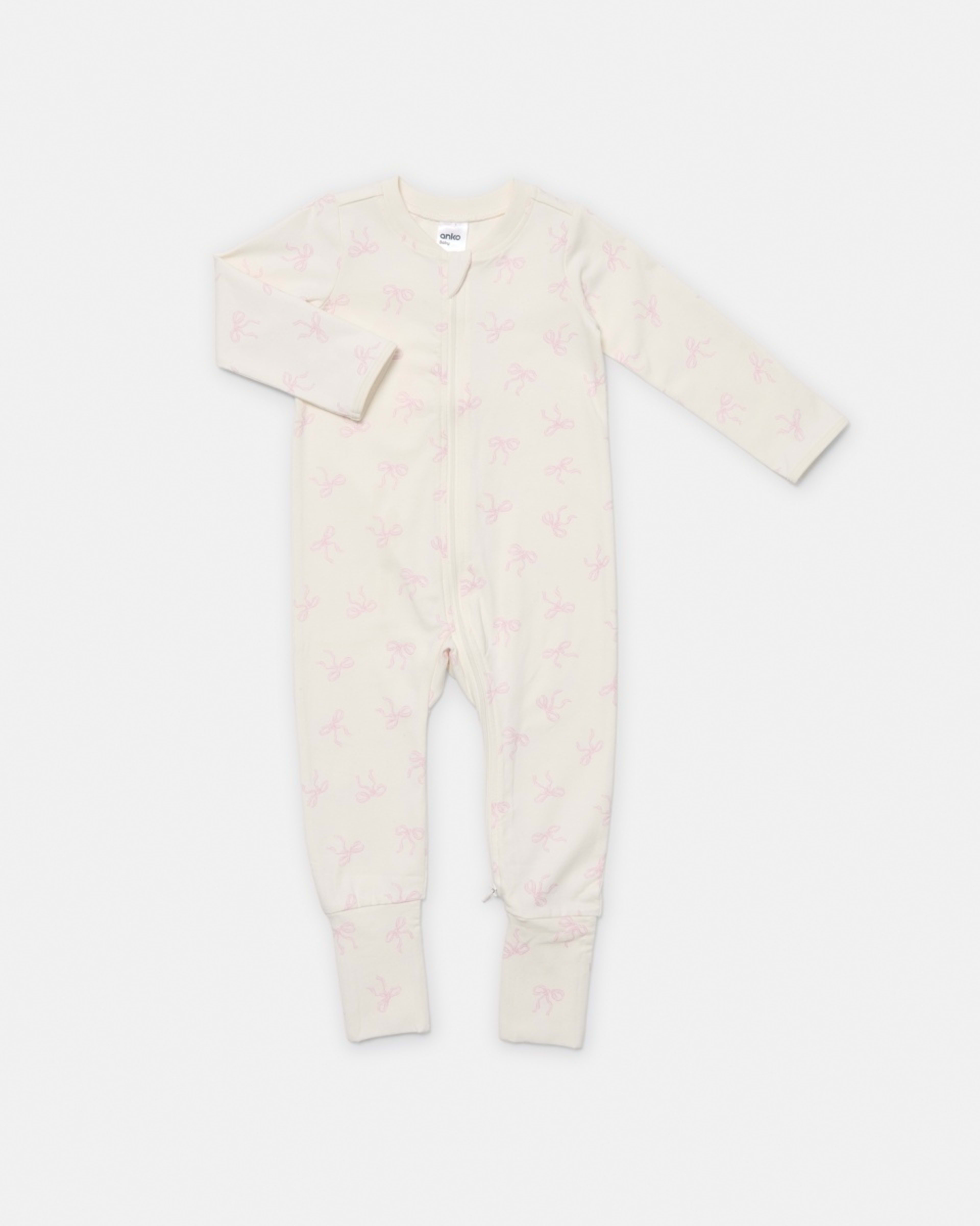 1 Turn Cuff Coverall Whte Bows, 1 of 3