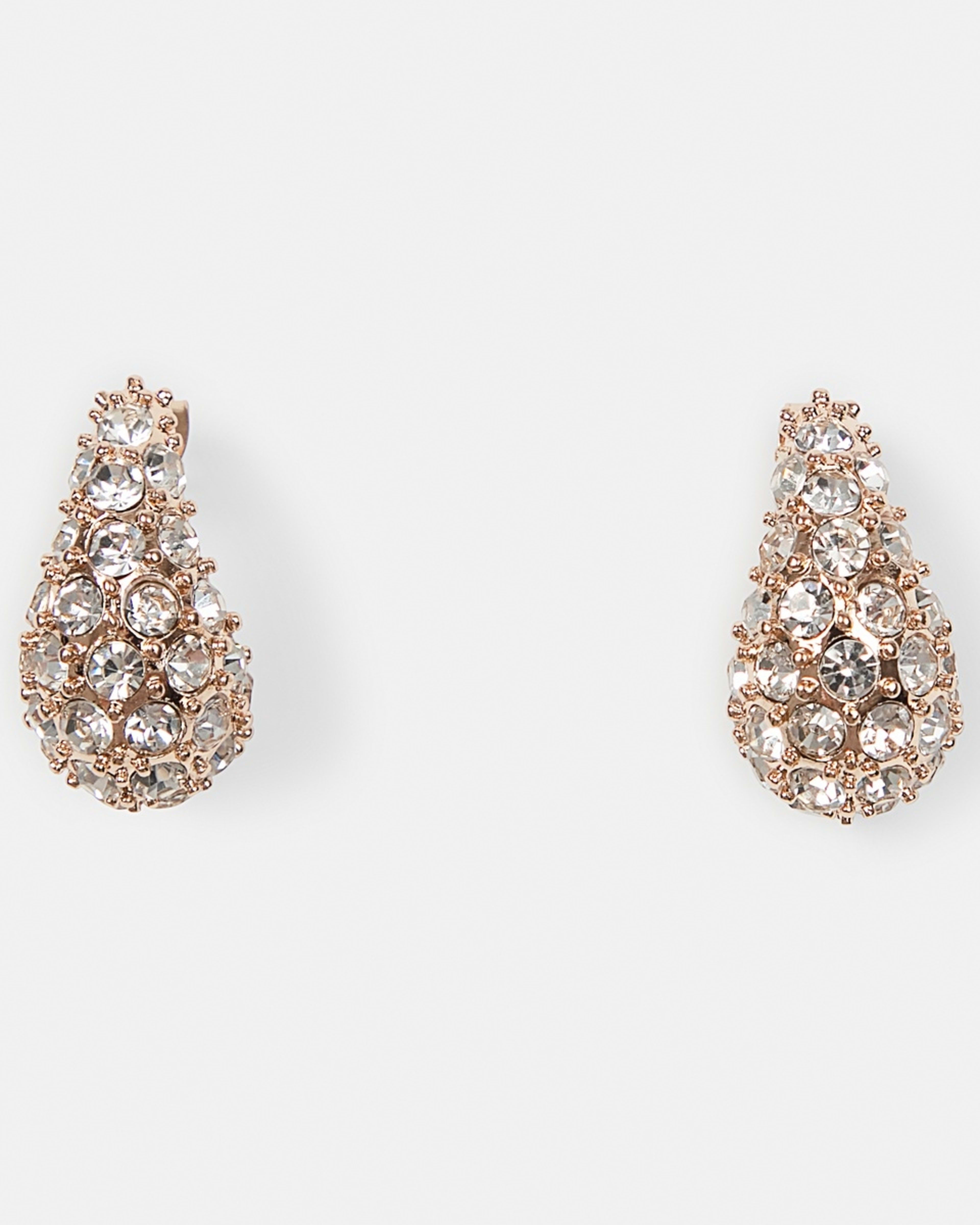 1 Diamante Teardrop Earrings Gold