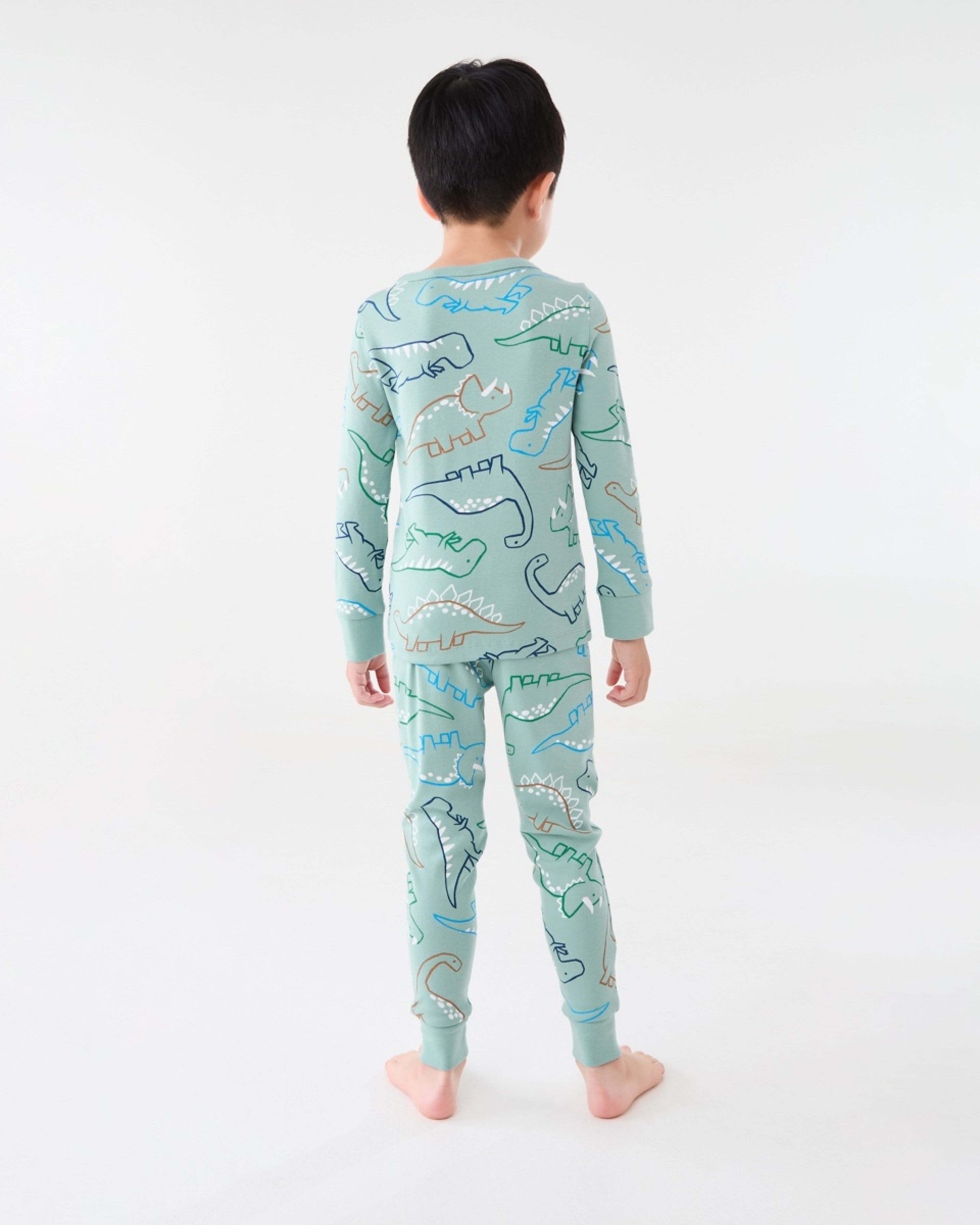 2 Rib Pyjama Set Blu Dino, 2 of 8