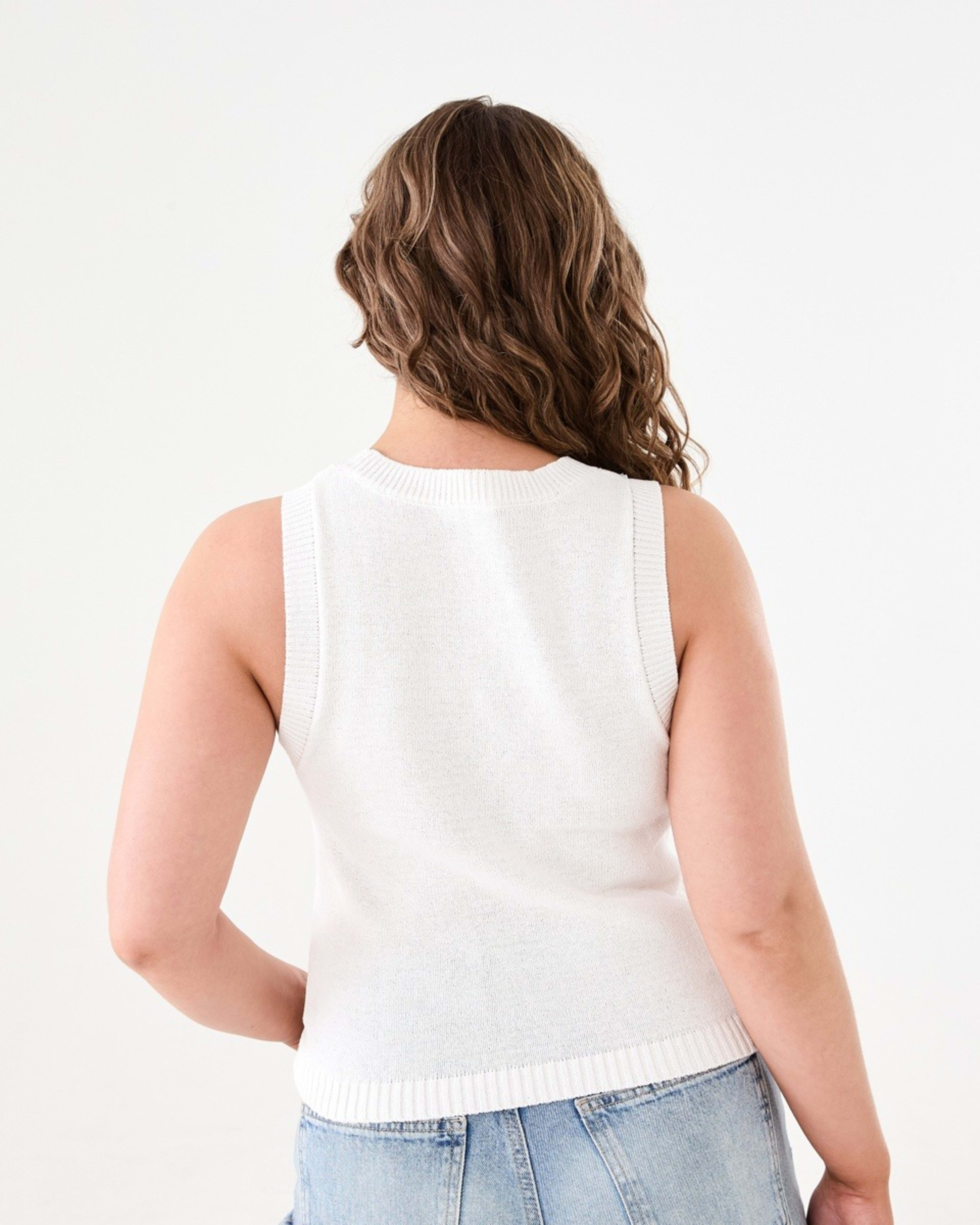 3 Sleeveless Cotton Blend Knit Top SNOW WHITE, 3 of 5