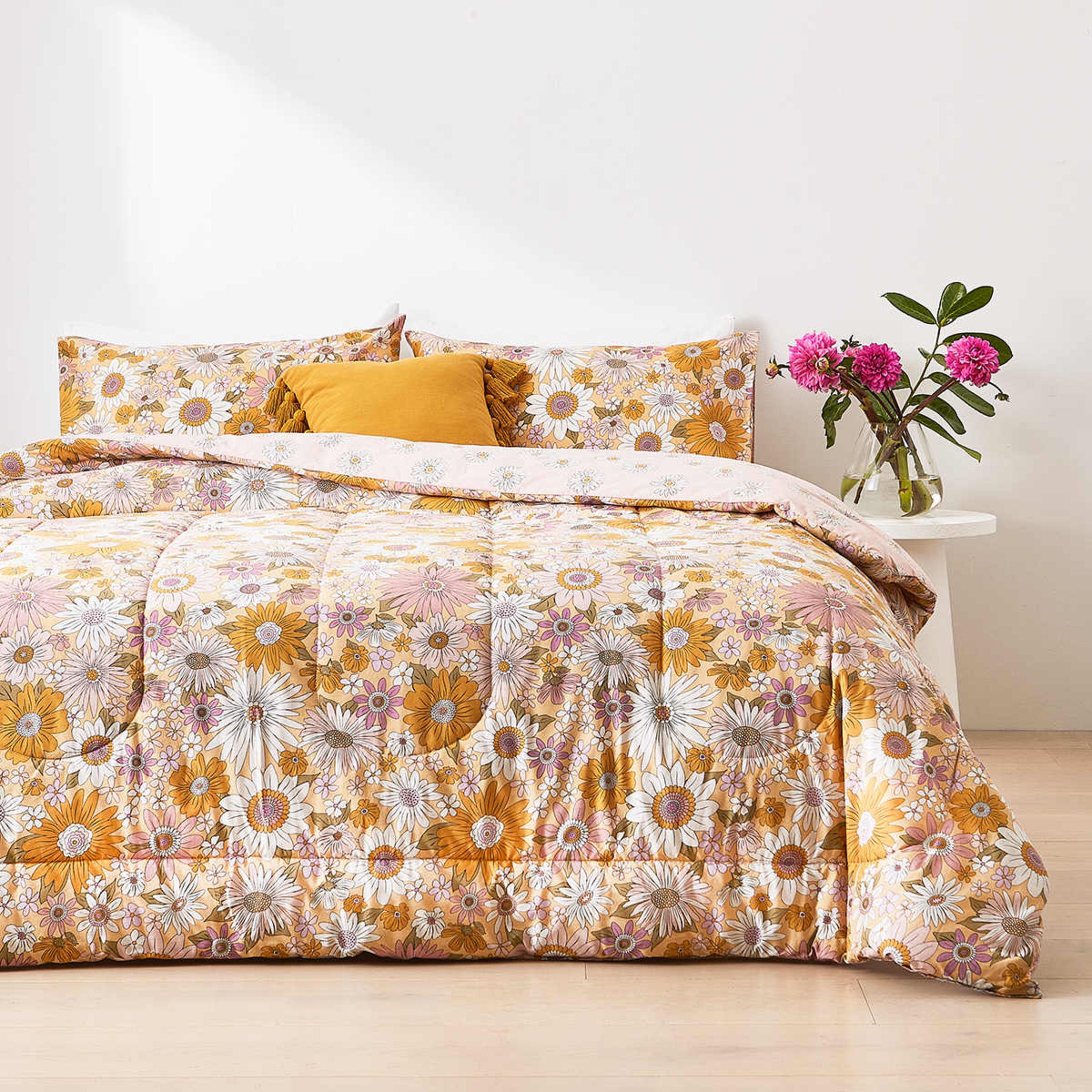 Clementina Cotton Rich Reversible Comforter Set Queen Bed Kmart NZ