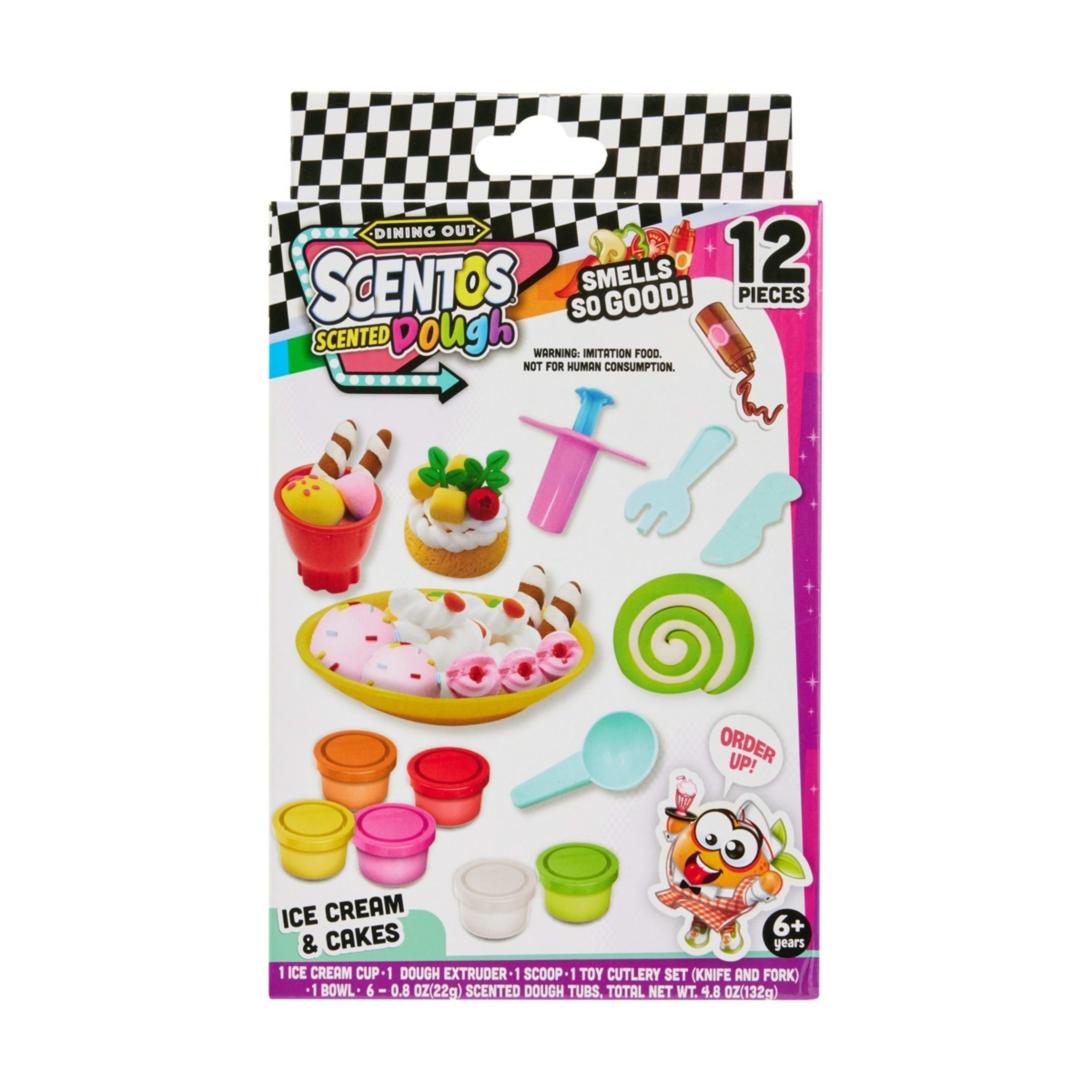 1 12 Piece Scentos Scented Dough Dining Out Set - Ice Cream and Cakes