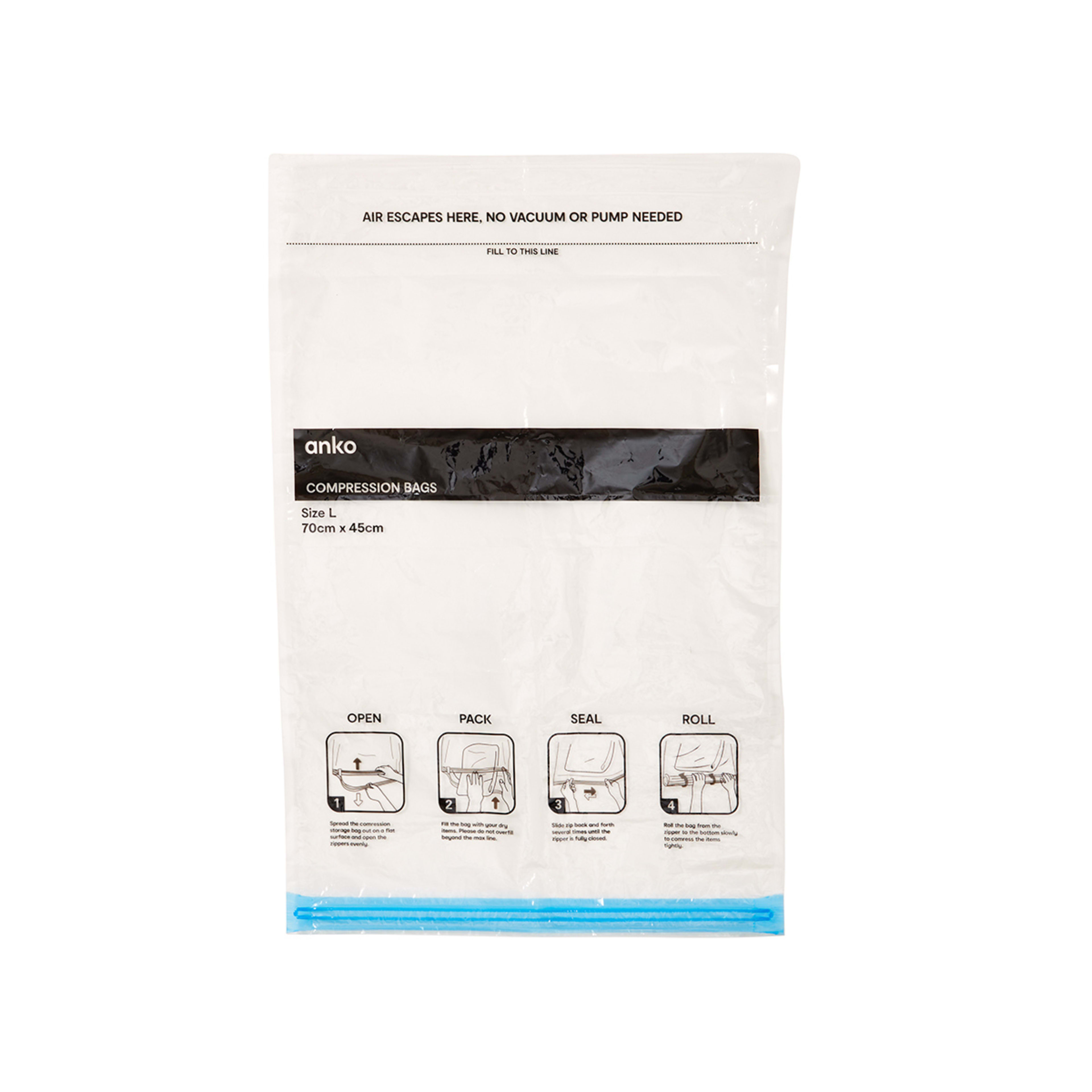 10 Travel Compression Storage Bags - Clear, 10 of 10