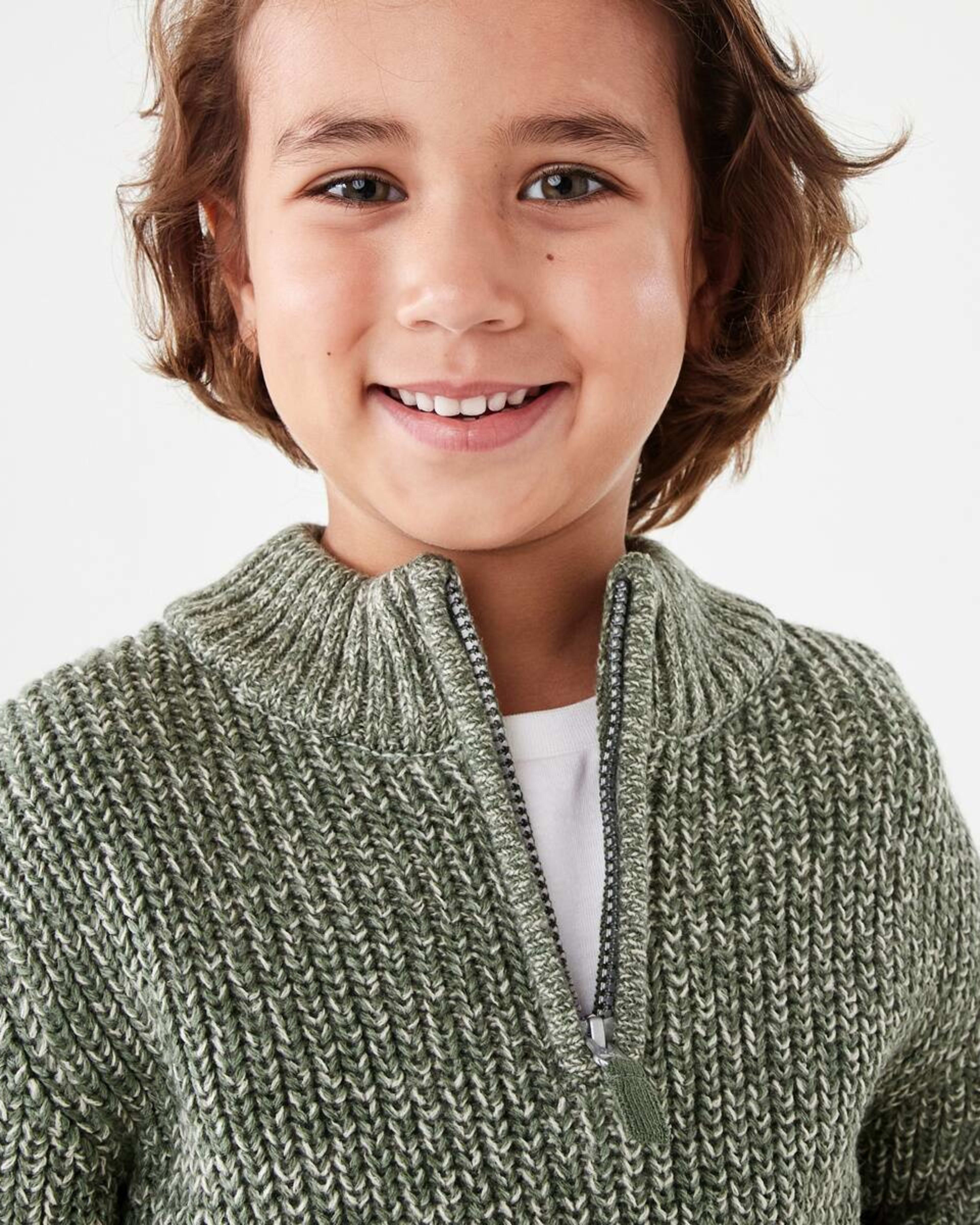 3 Fisherman Quarter Zip Knit Top Fisherman Green, 3 of 8