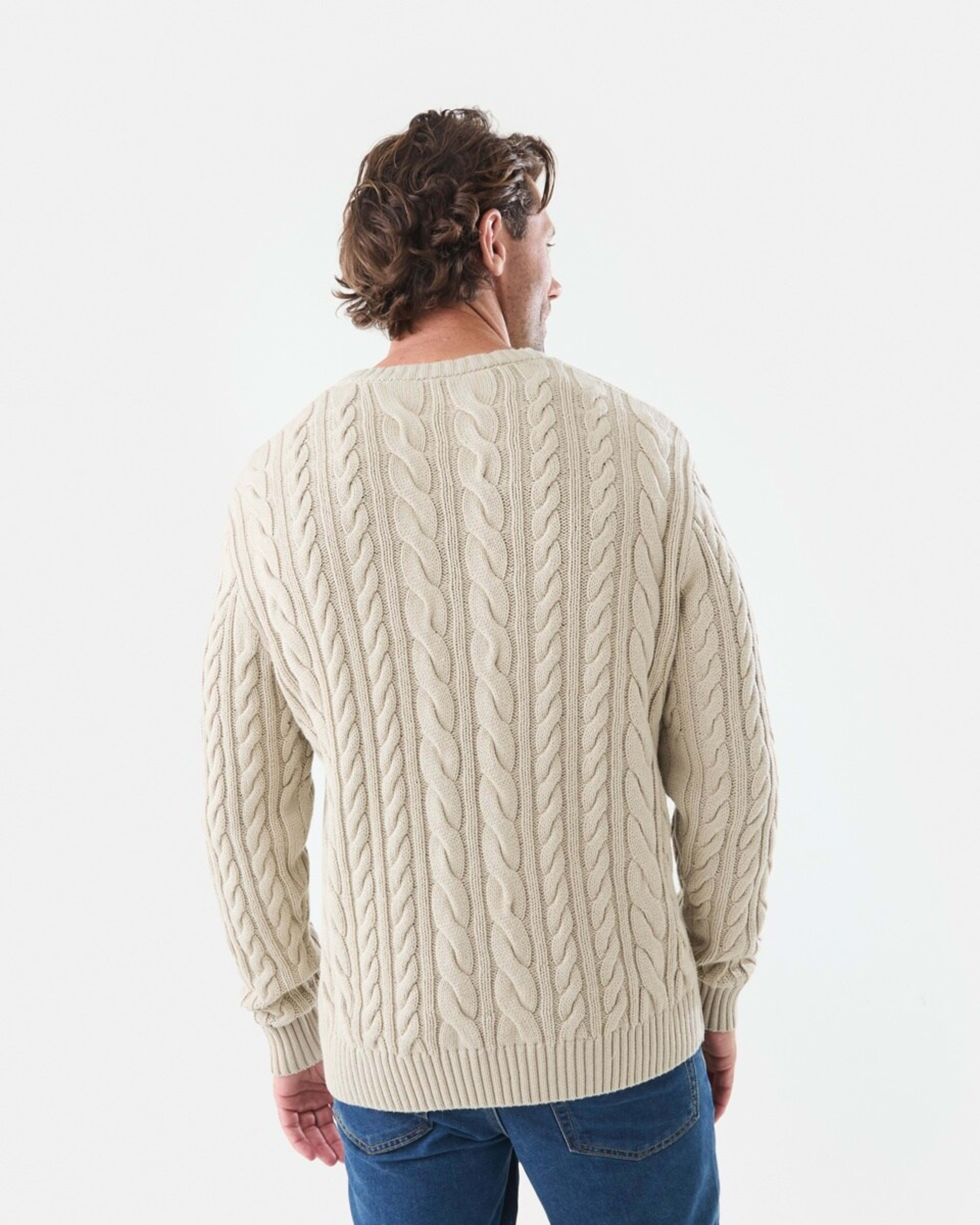 3 Cable Knit Jumper String Beige, 3 of 5