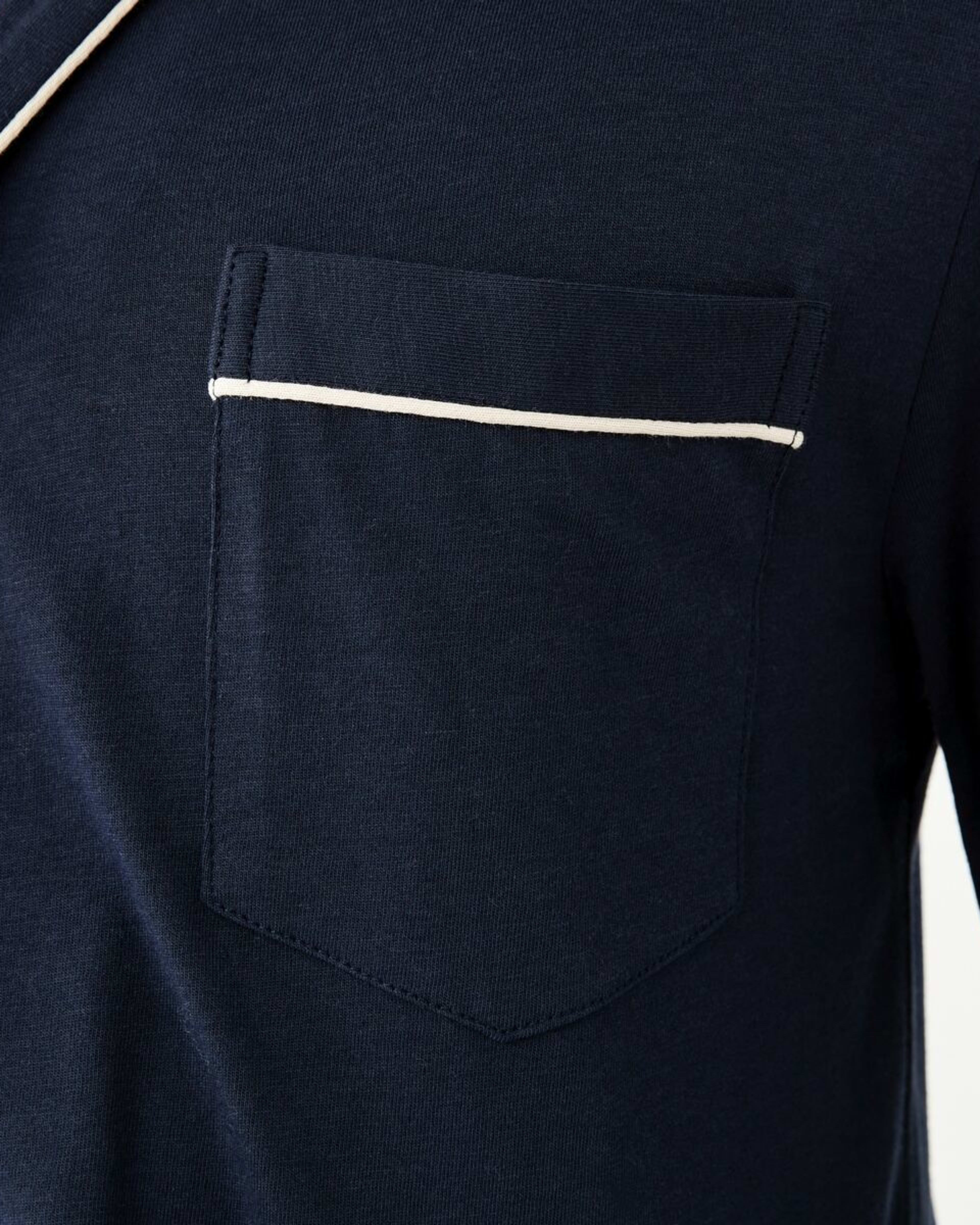 5 Long Sleeve Button Through Top Knit Pyjama Set Sky Captain, 5 of 7