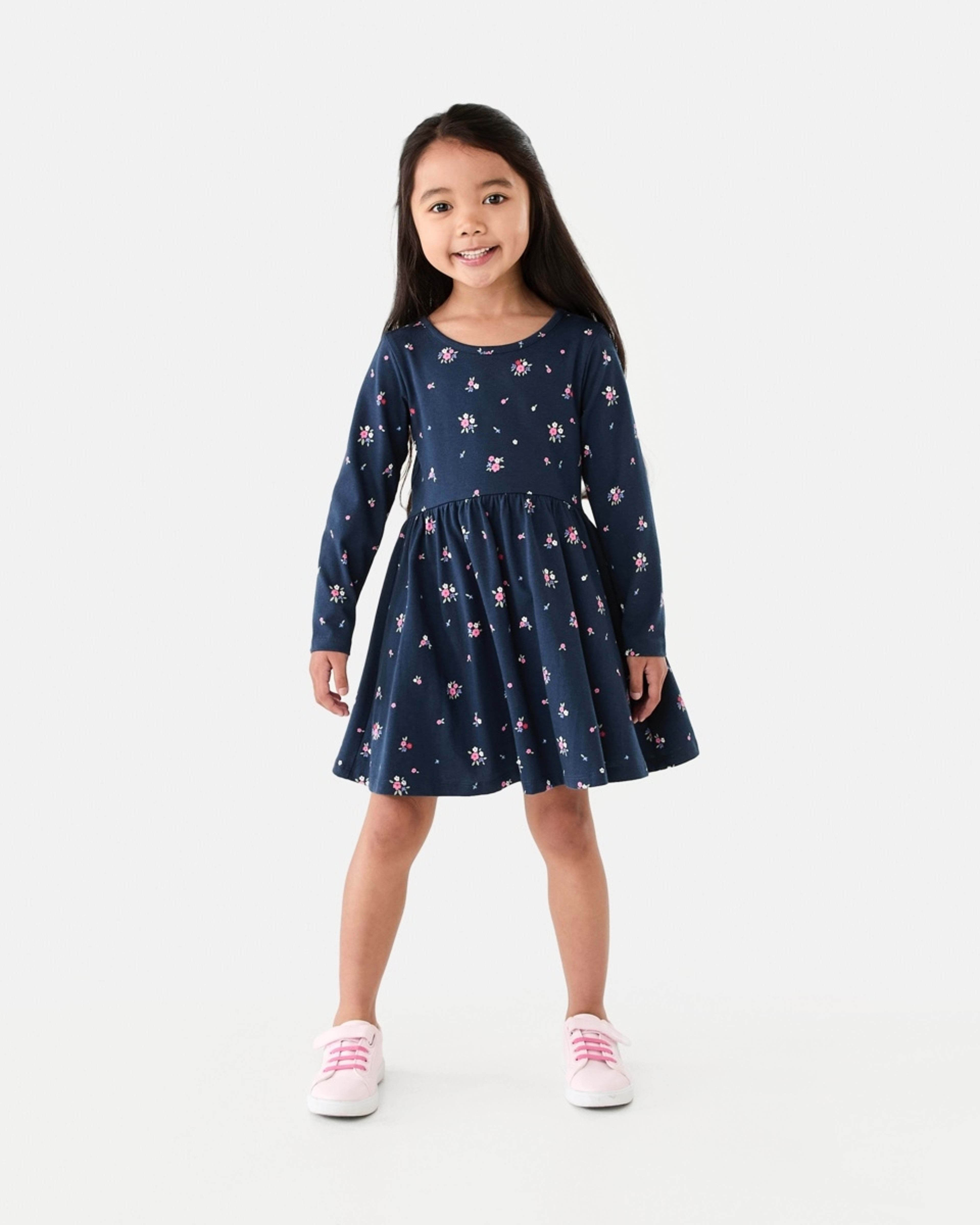 5 Long Sleeve Jersey Dress Ditsy, 5 of 8