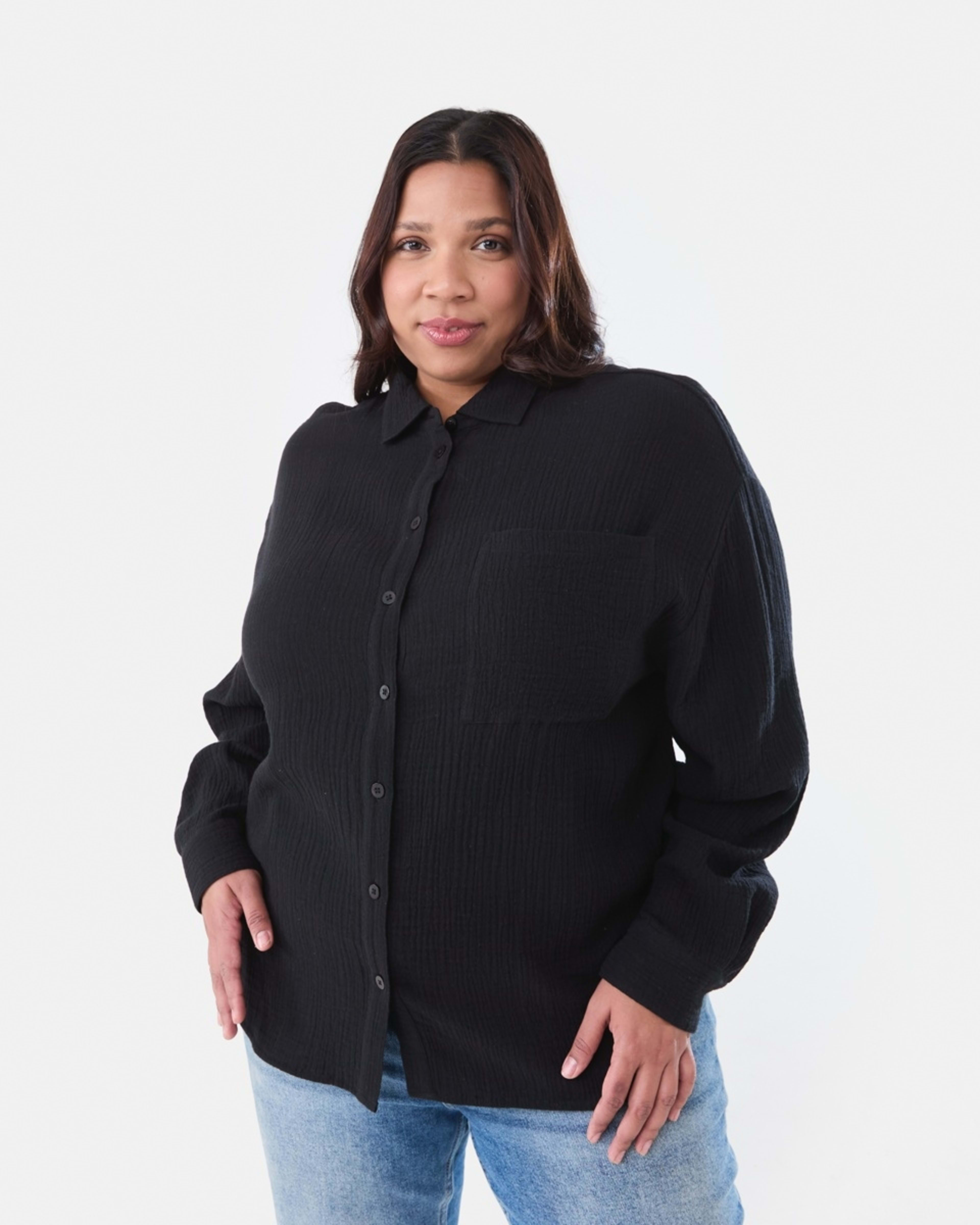 1 Curve Long Sleeve Double Cloth Shirt BLACK