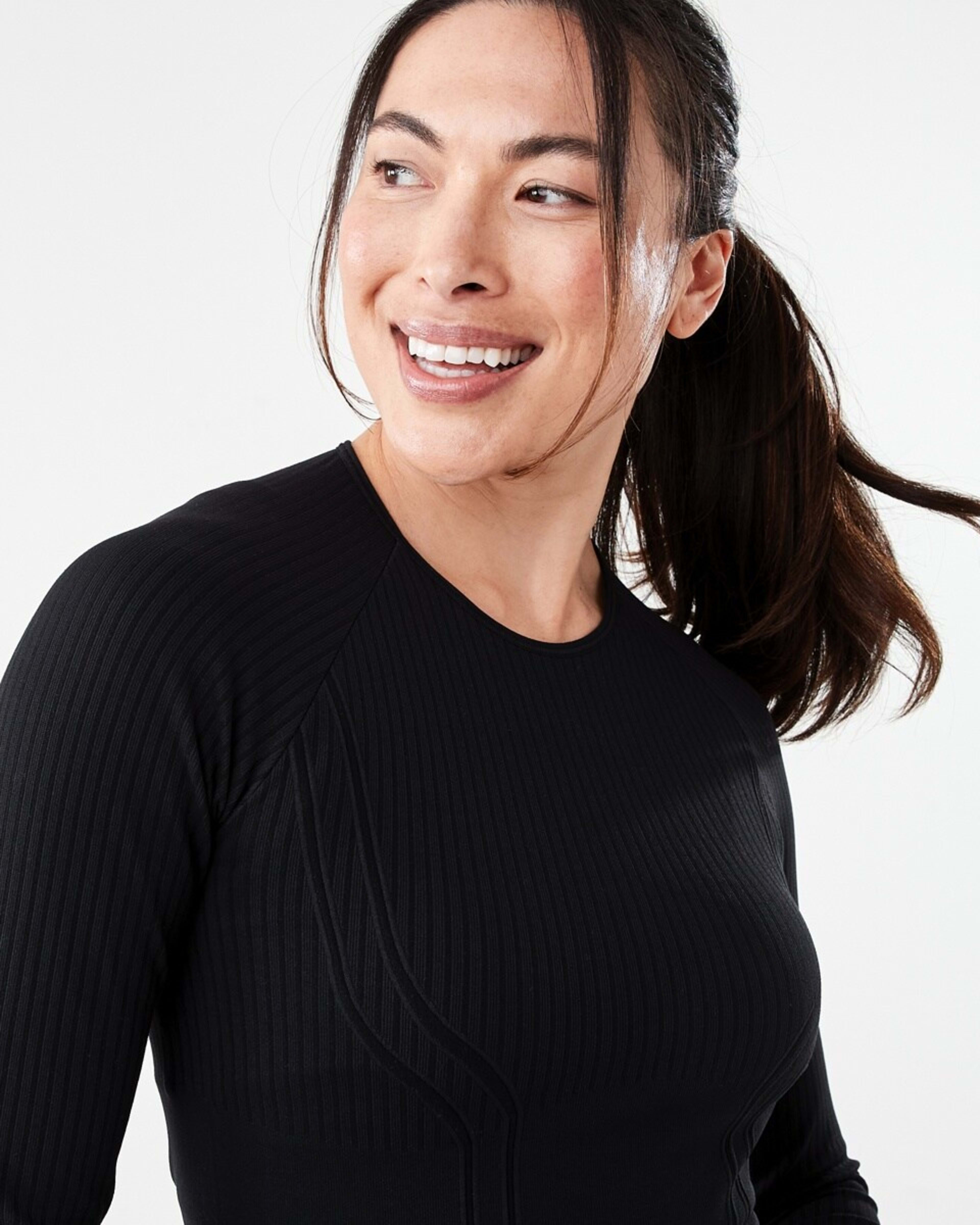 4 Active Womens Long Sleeve Seamfree Top Black, 4 of 7
