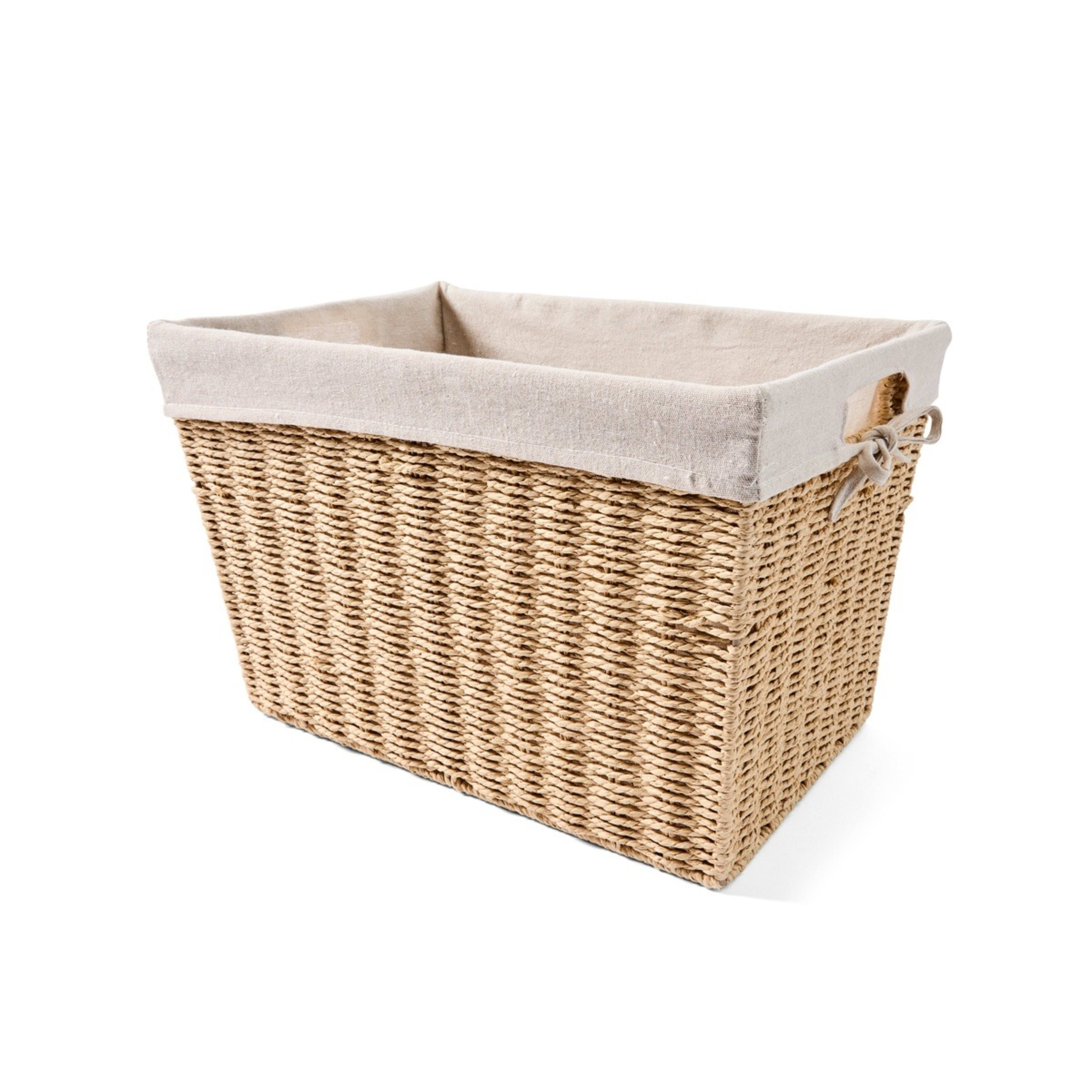 1 Large Paper Rope Basket with Liner - Beige