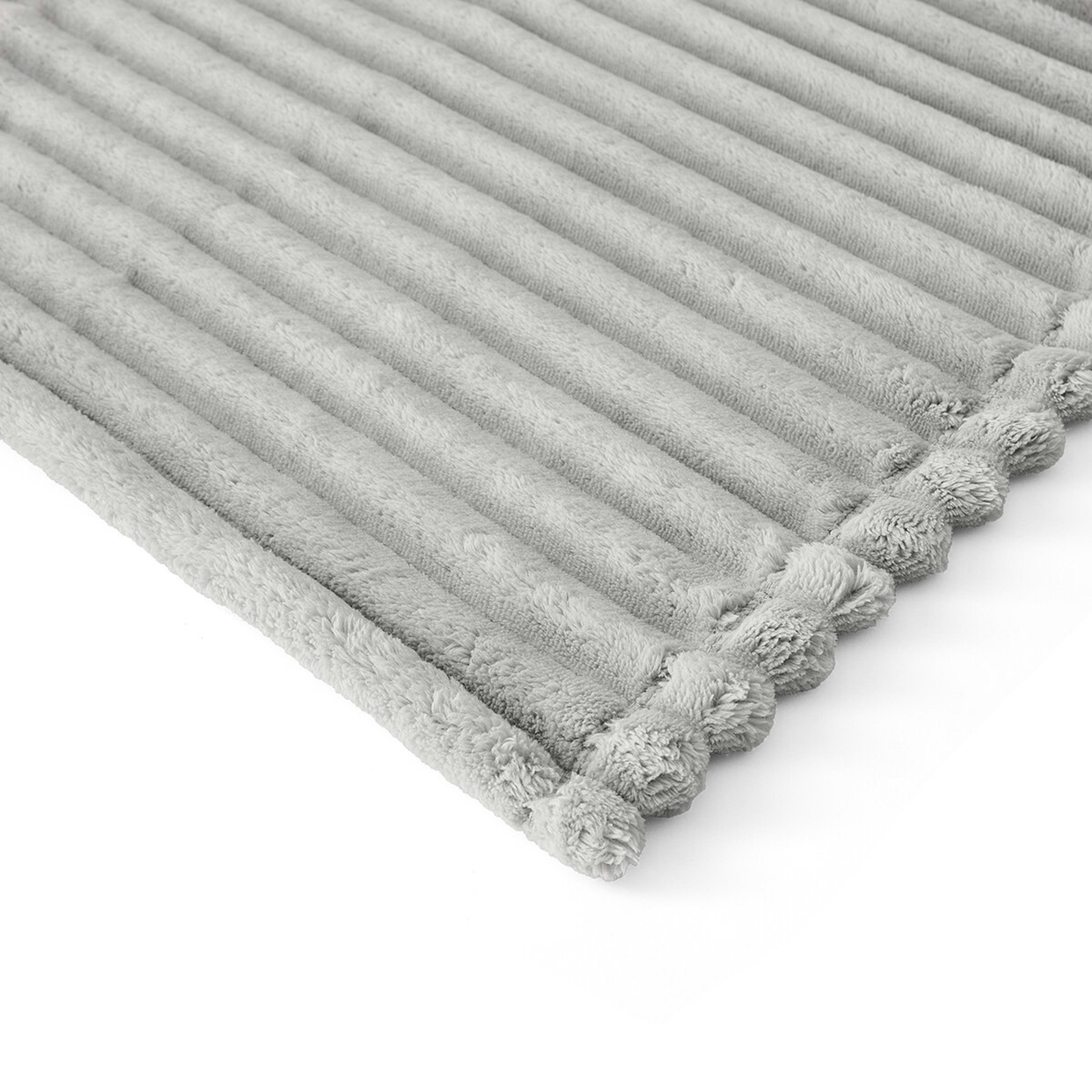 6 Plush Ribbed Blanket - Queen/King Bed, Grey, 6 of 6