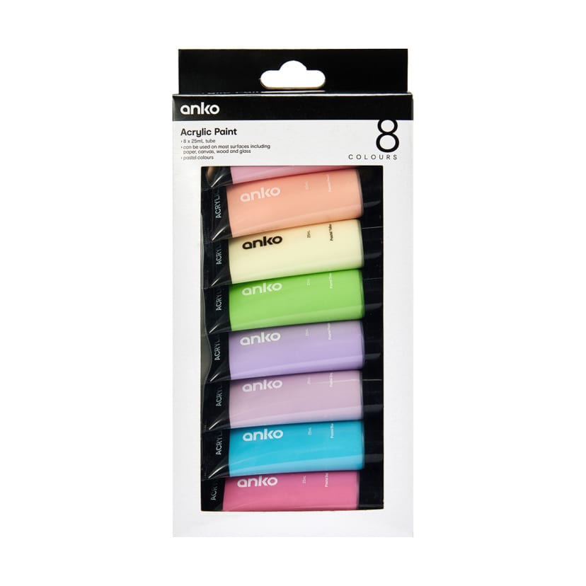 8 Pack Acrylic Paint Pastel Kmart