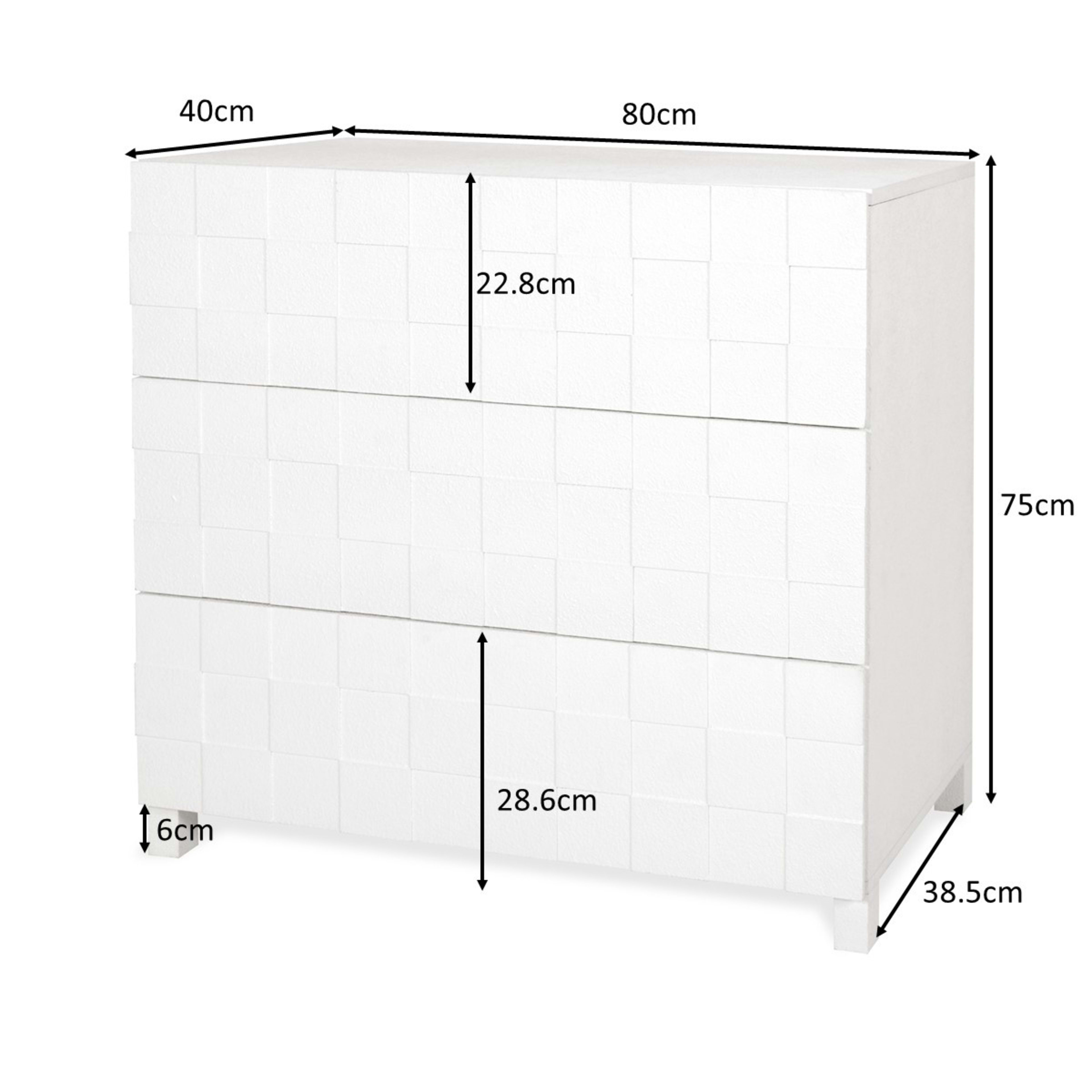 10 Chase Check 3 Drawer Chest - White, 10 of 10