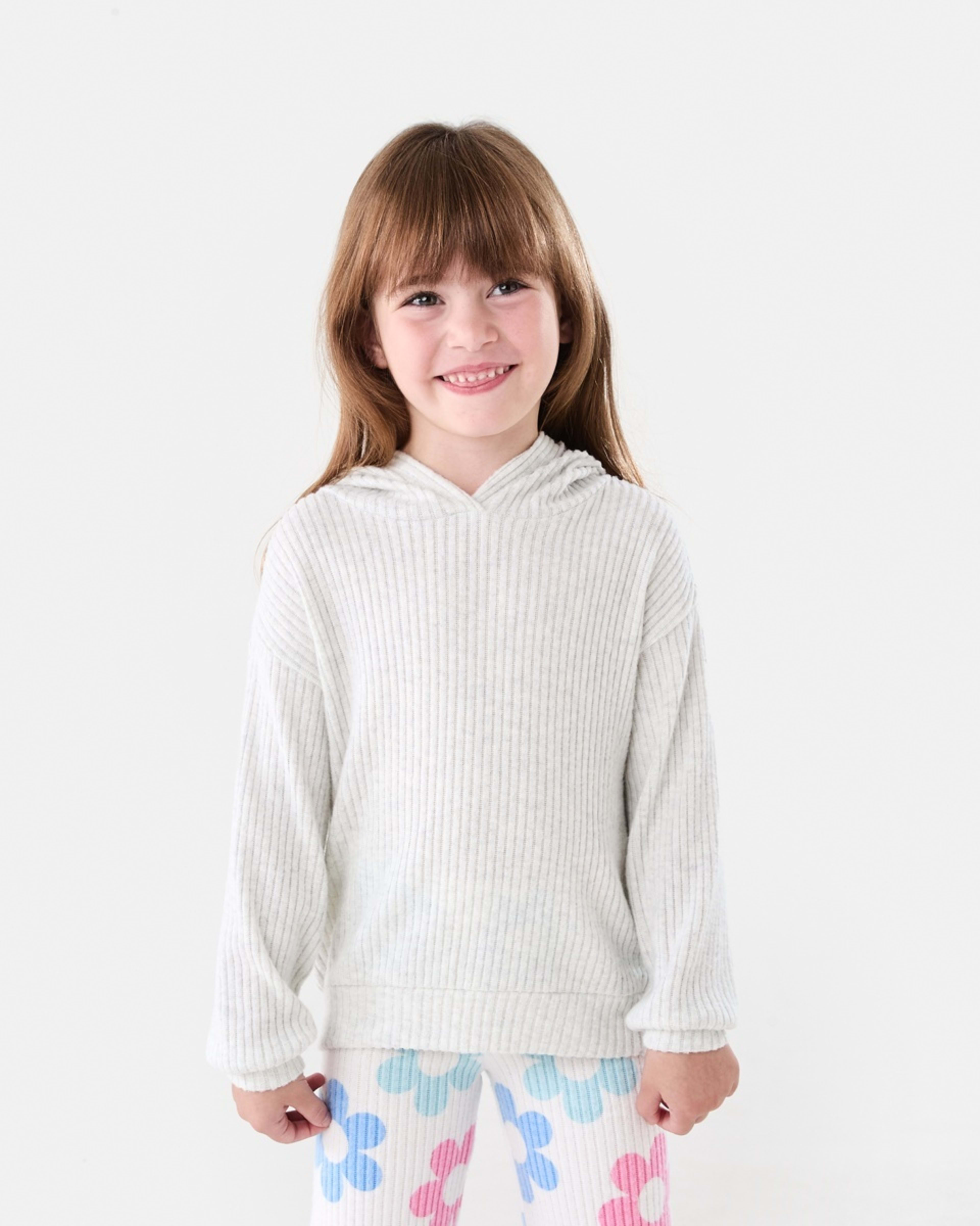 1 Brushed Hooded T-shirt Wht Marle, 1 of 8