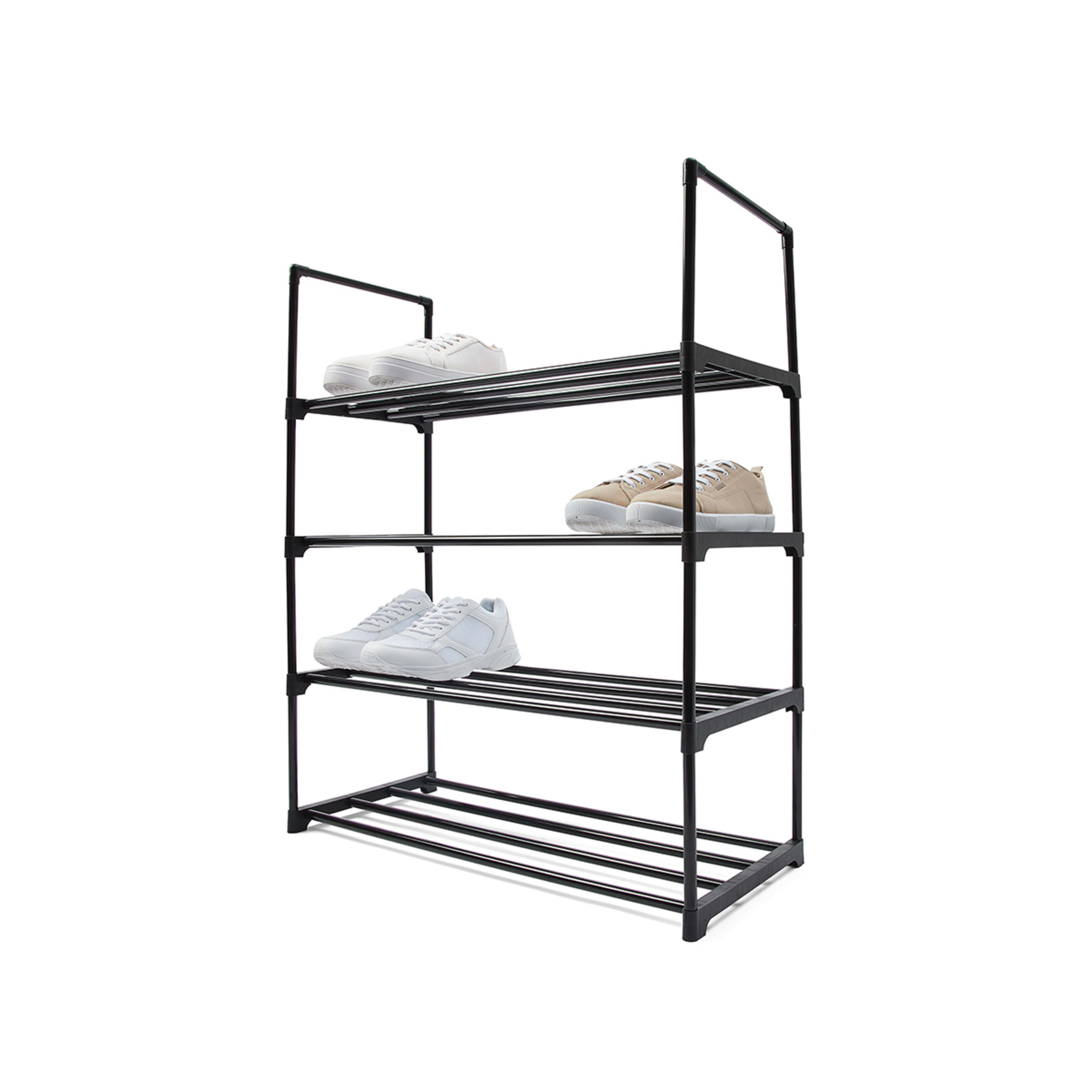 1 4 Tier Stackable Black Shoe Rack