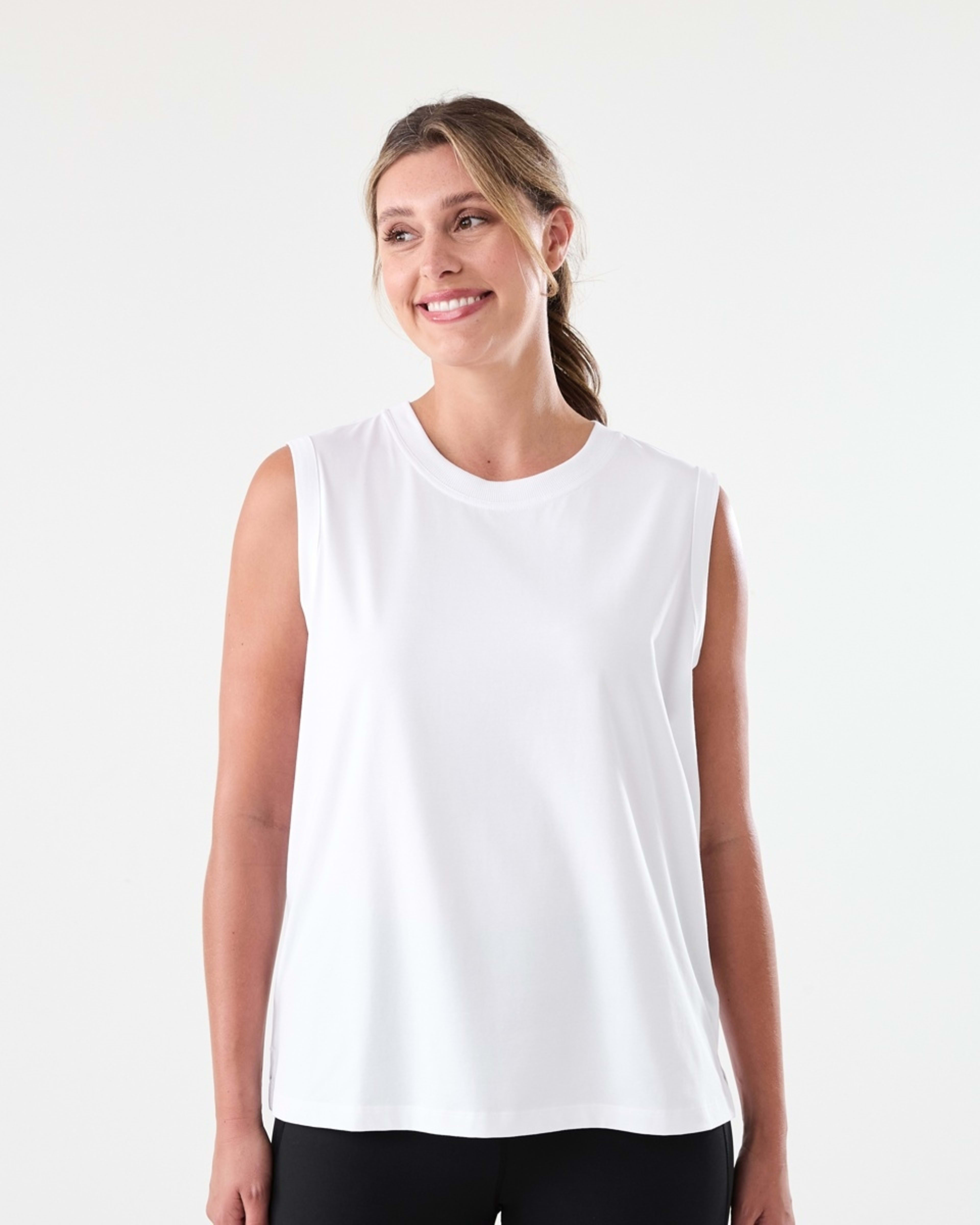 1 Active Womens Muscle Tank White