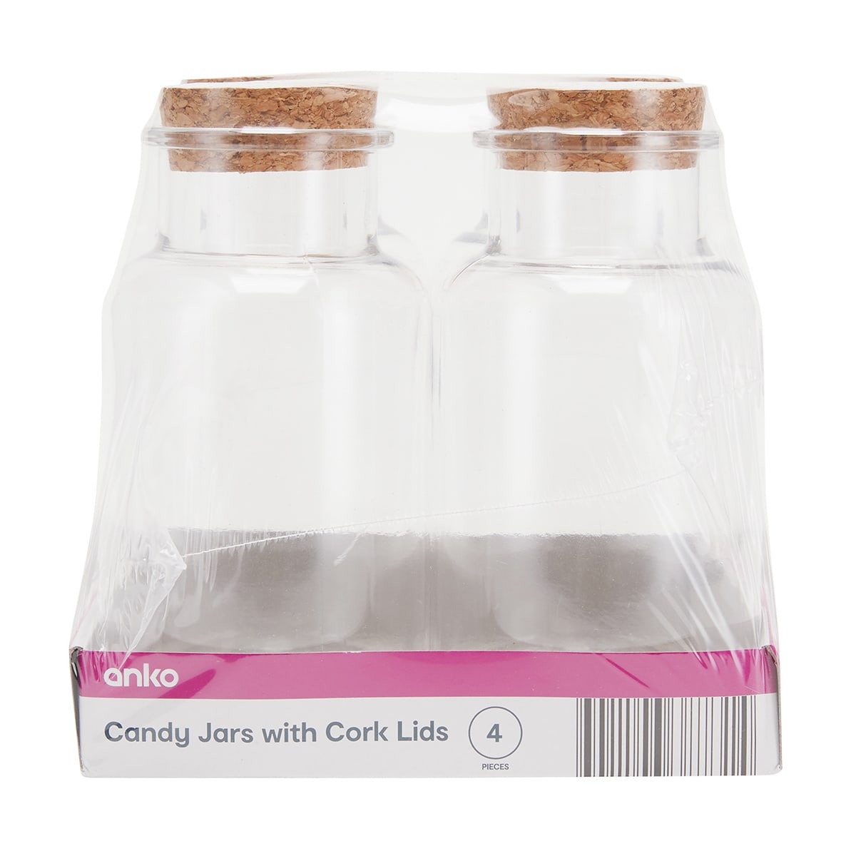 4 Pack Candy Jars with Cork Lids Kmart