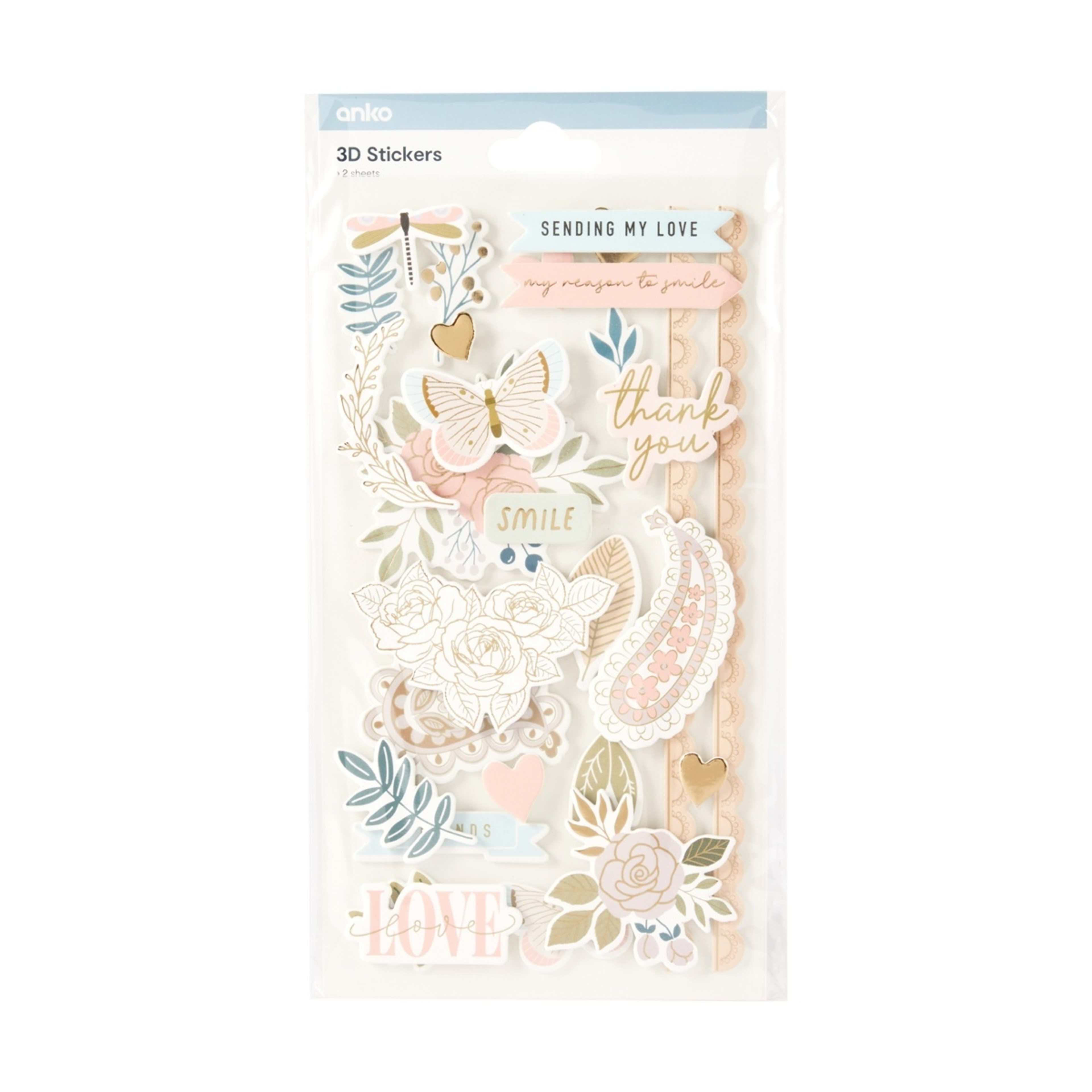 1 2 Pack 3D Stickers - Timeless