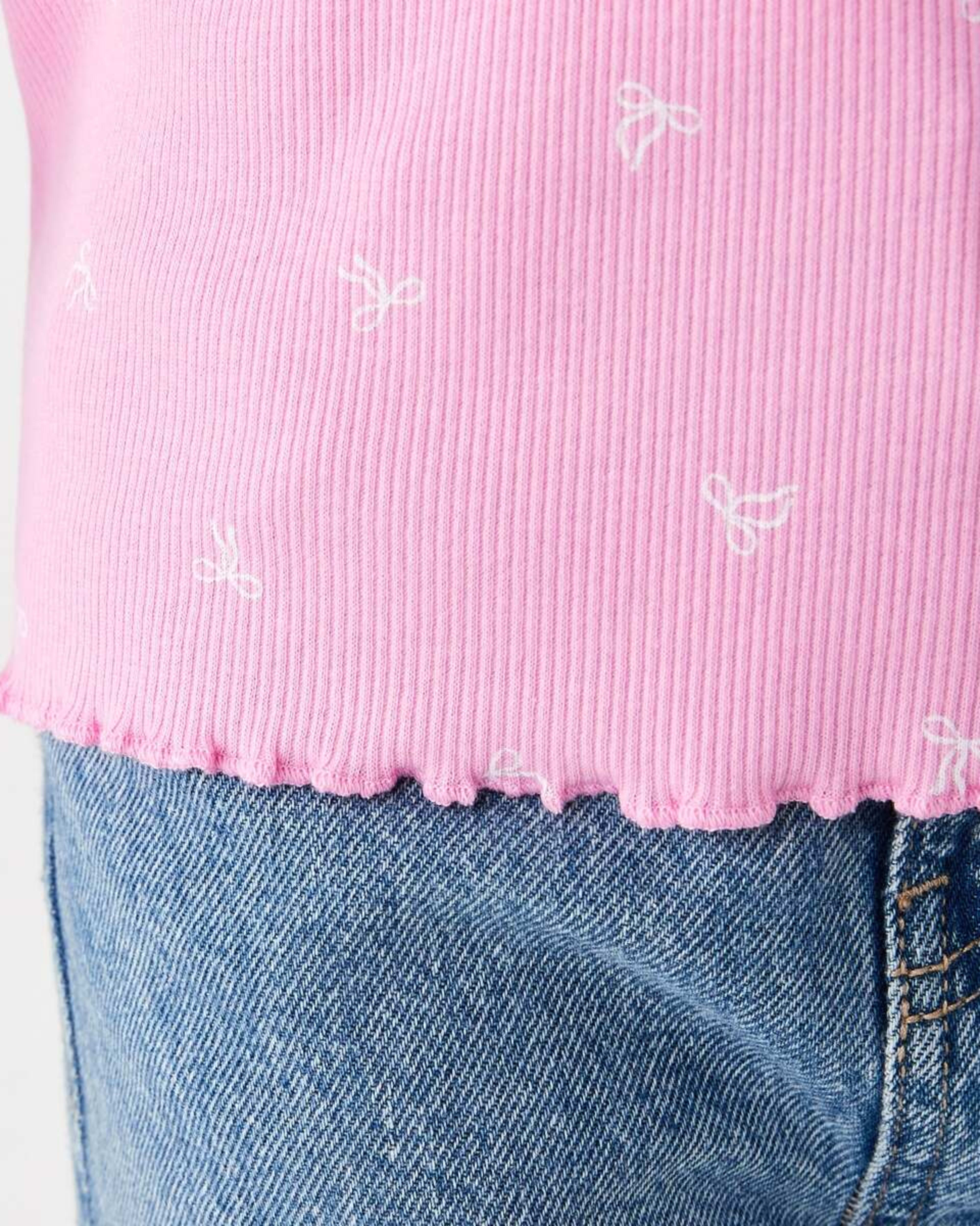 4 Short Sleeve Rib T-shirt CUTE BOWS PRISMATIC PINK, 4 of 7