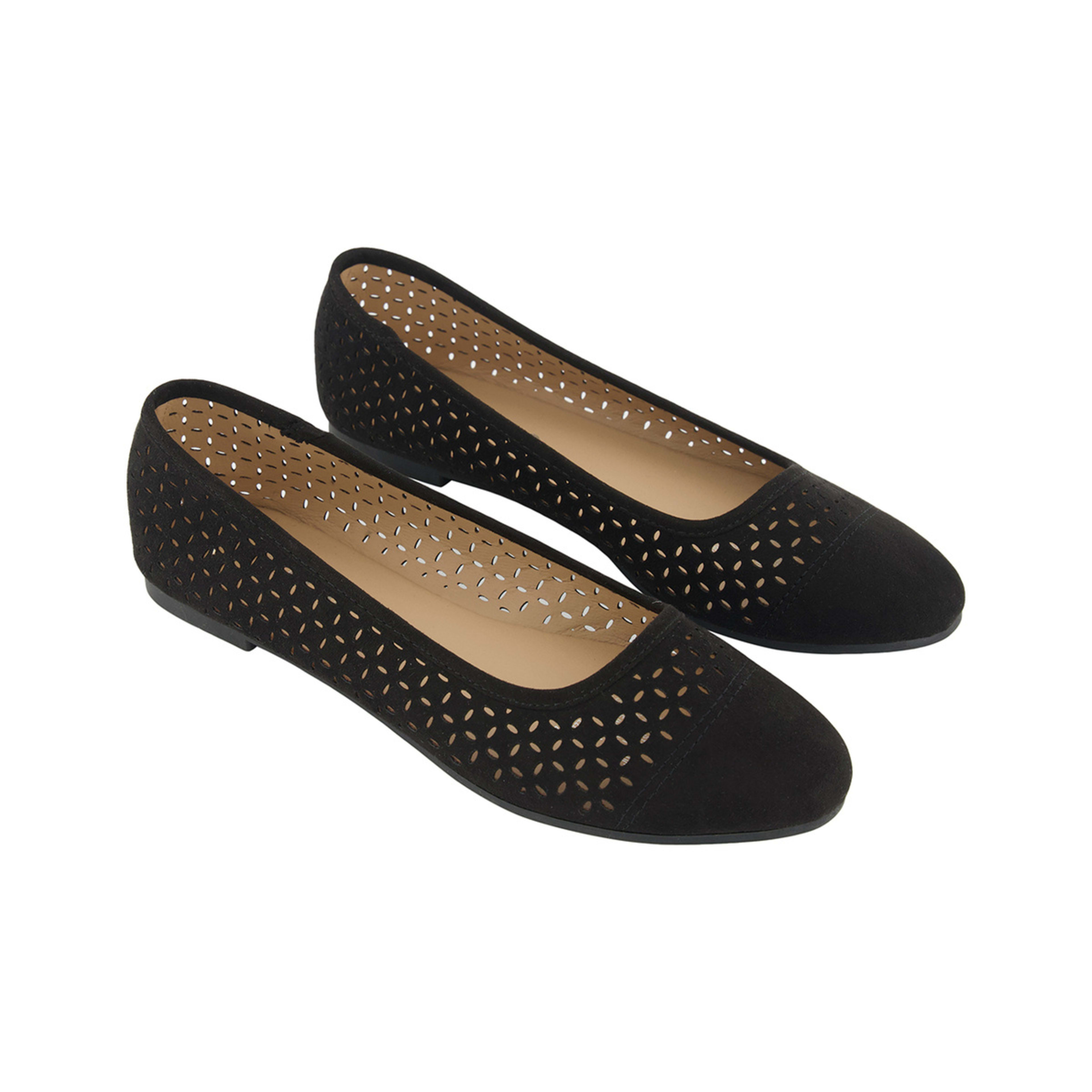 2 Laser Cut Ballet Flats Black, 2 of 5