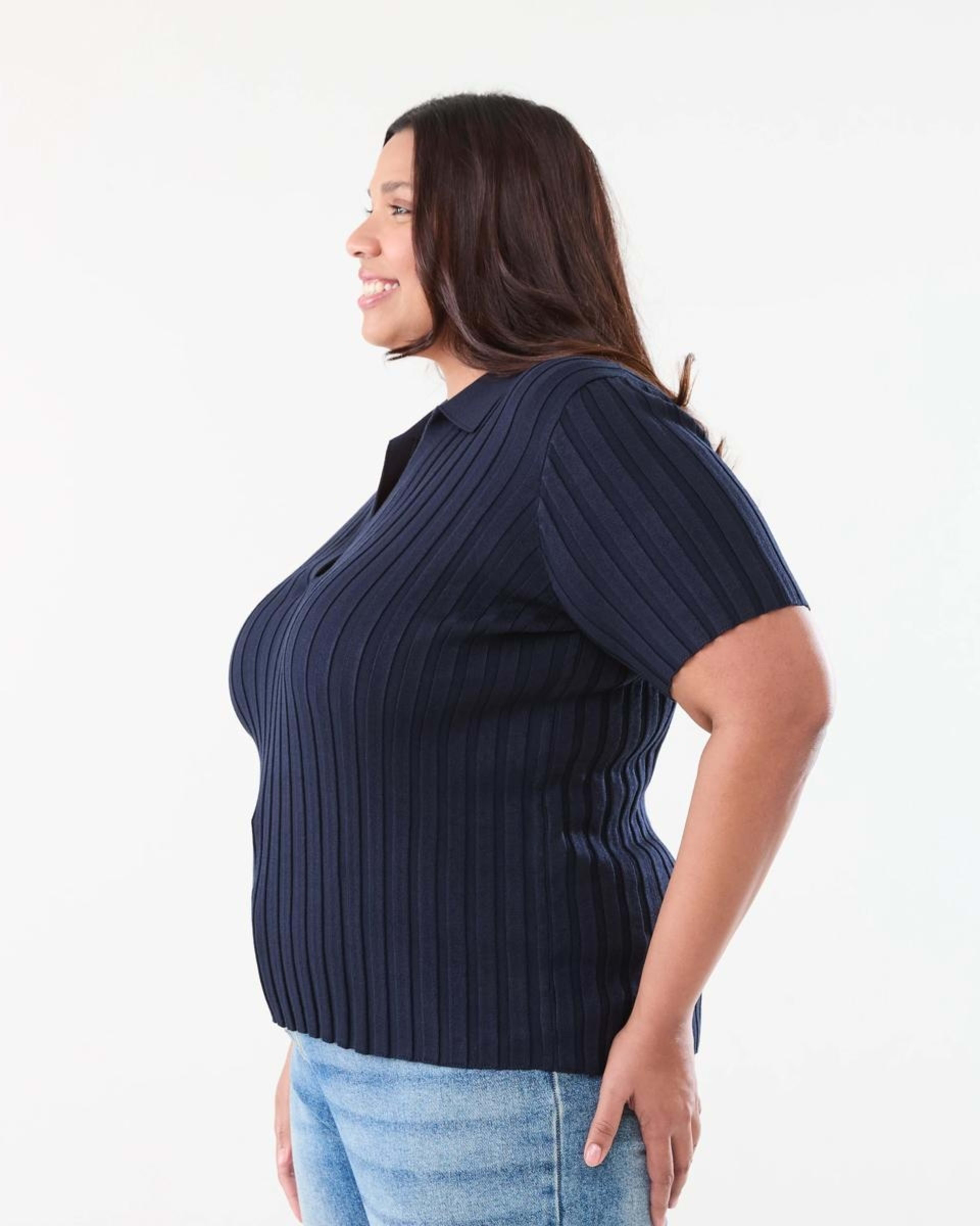 2 Curve Short Sleeve Polo Top NAVY BLAZER, 2 of 5