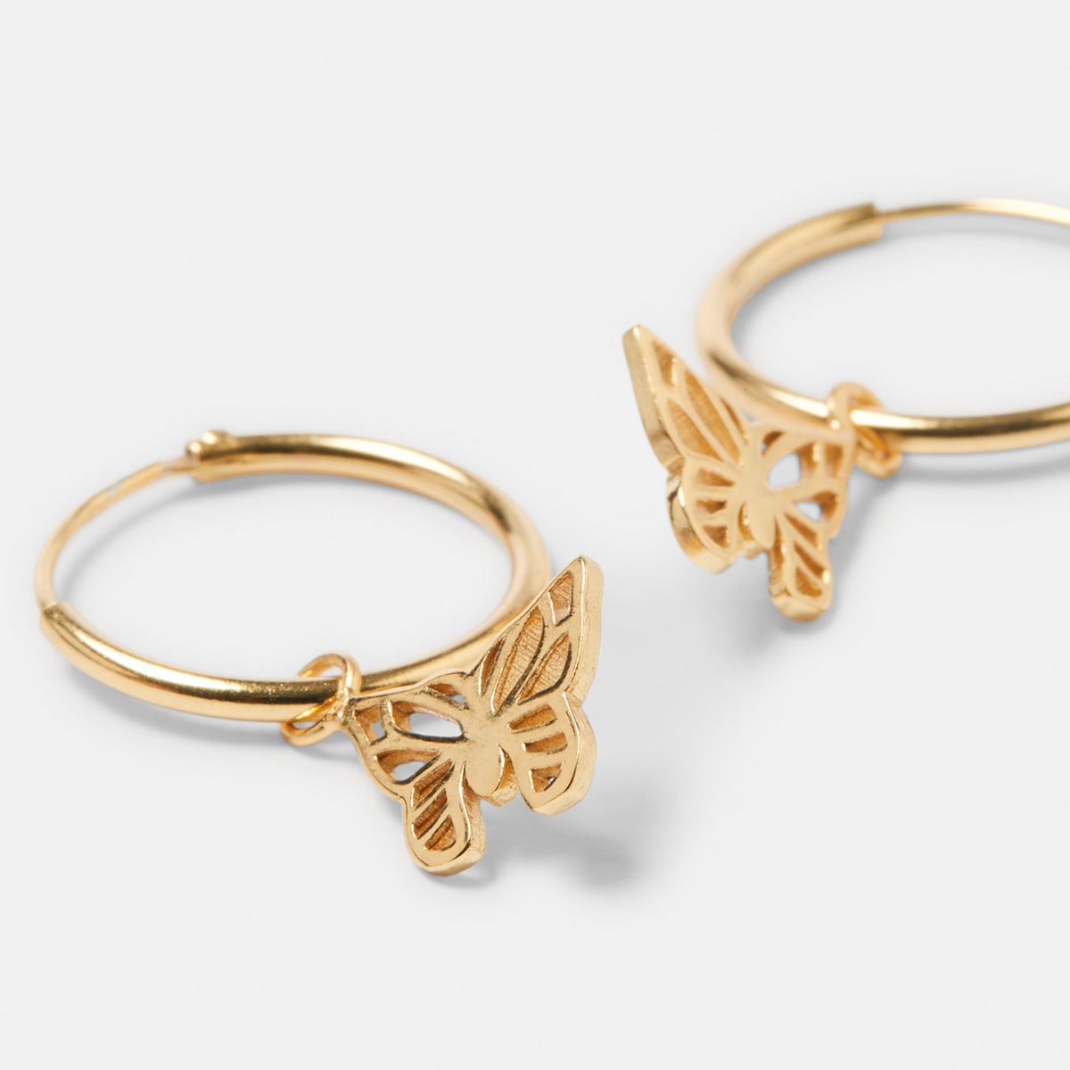 Gold Plated Sterling Silver Butterfly Hoop Earrings Kmart