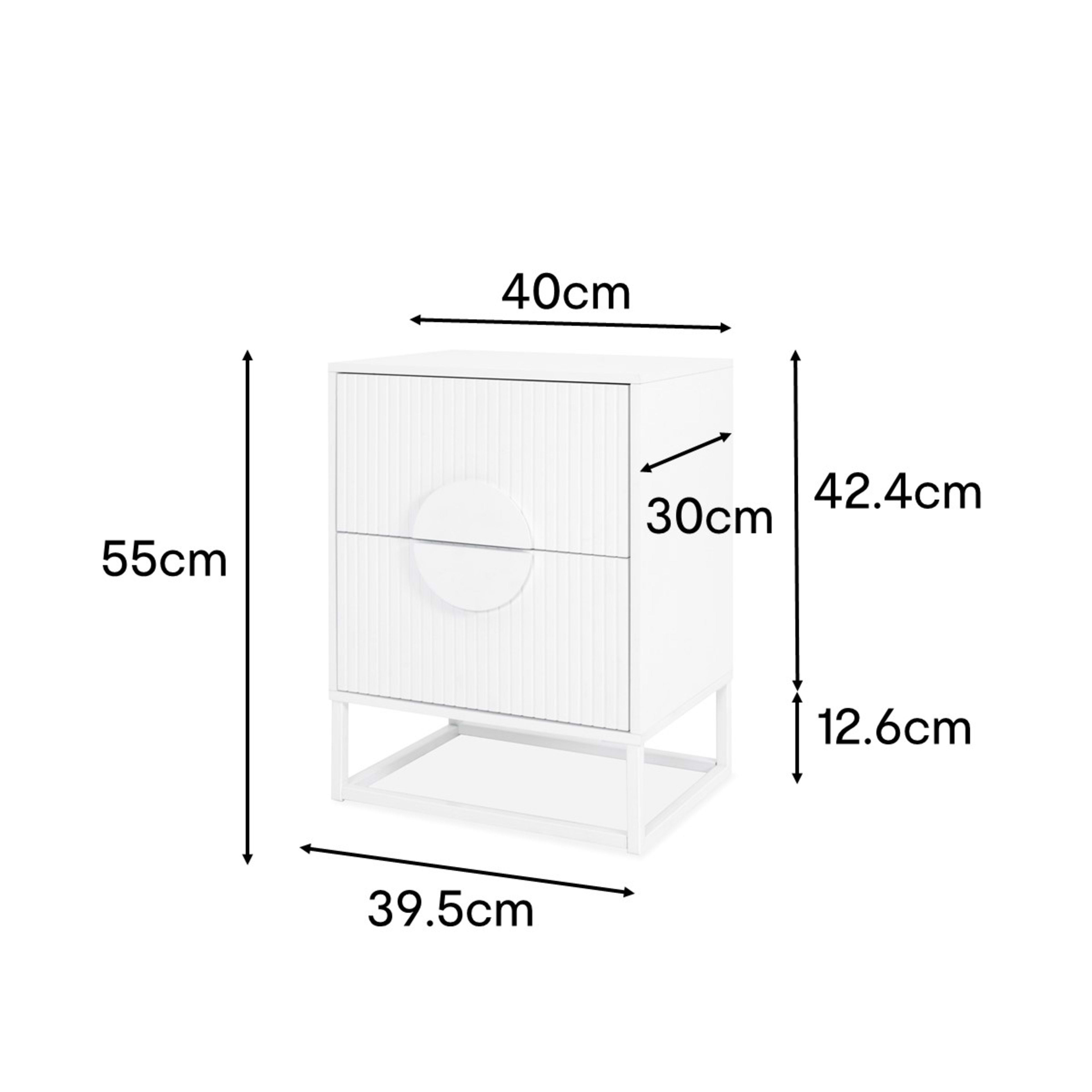 10 Stevie 2 Drawer Bedside Table - White, 10 of 10