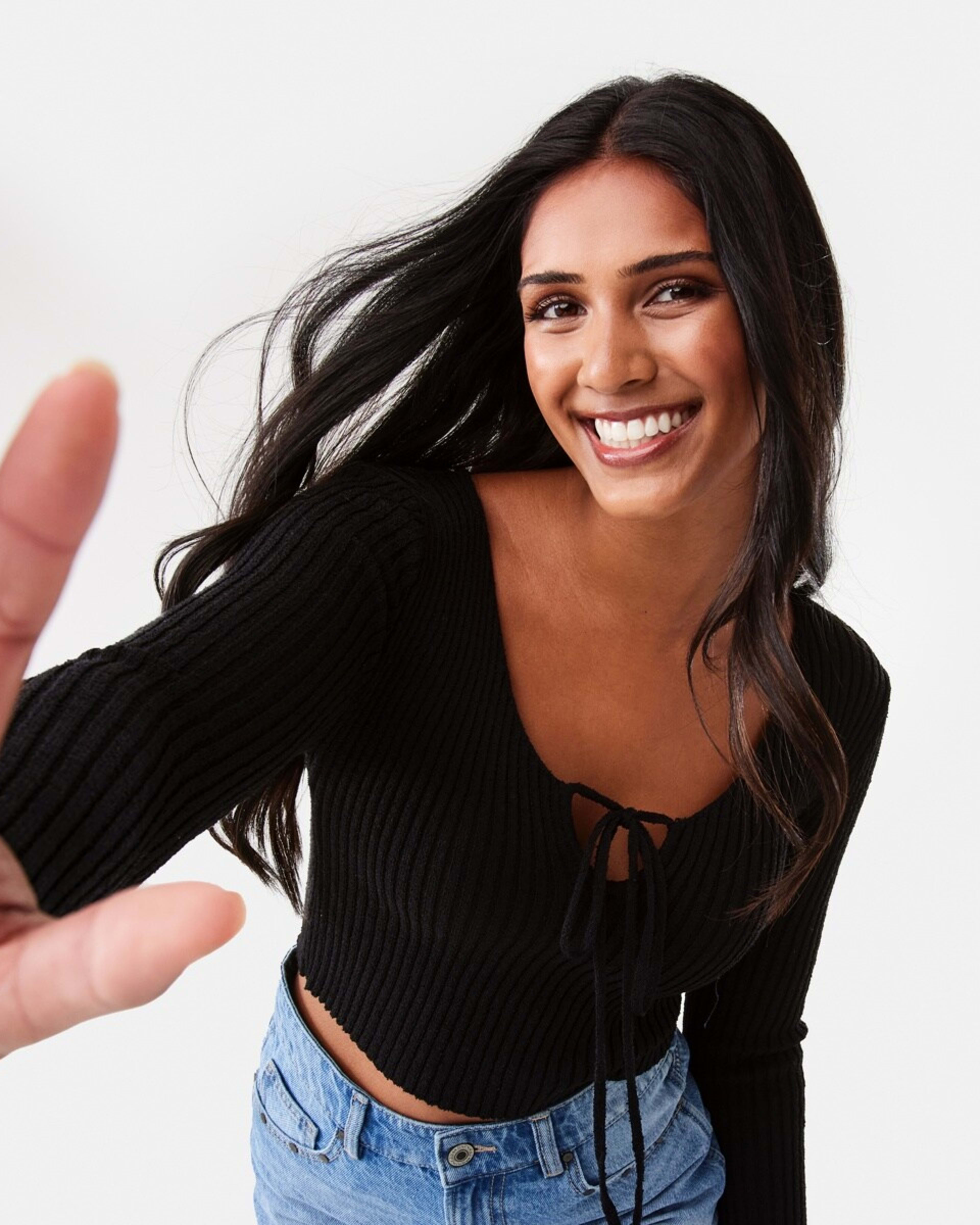 1 Lace Up Crop Jumper Black
