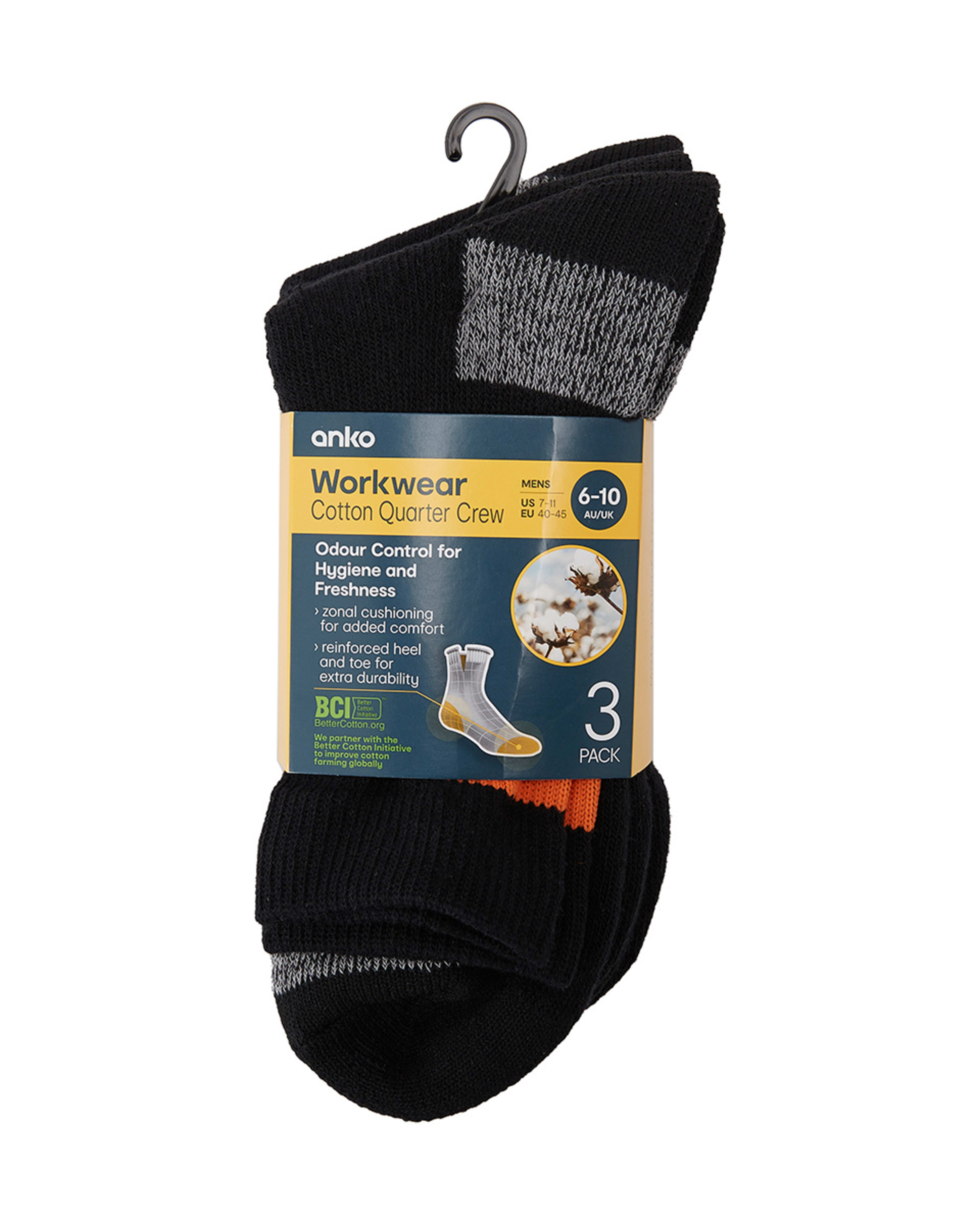 3 Pack Cotton Quarter Crew Socks Kmart