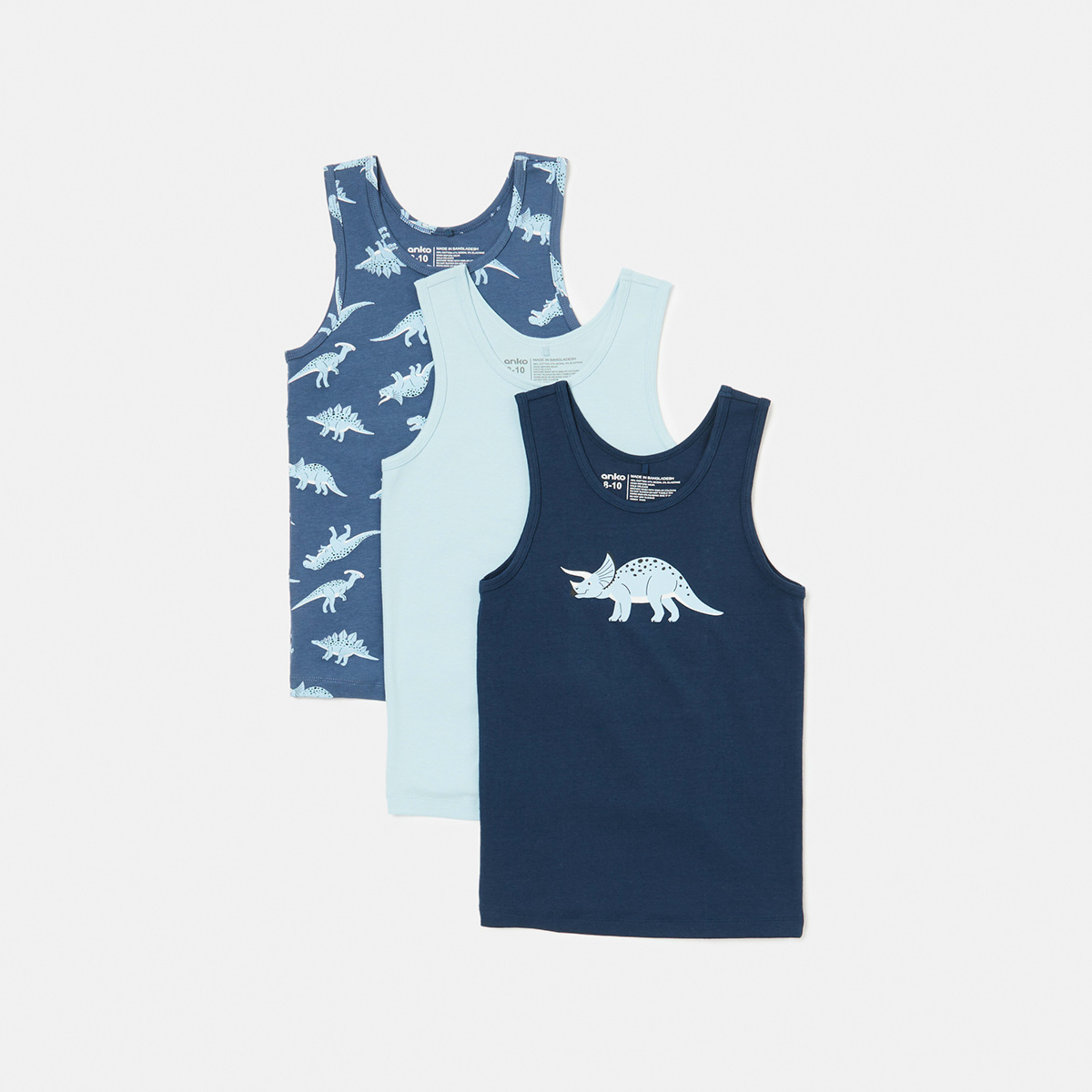 1 3 Pack Super Soft Singlets Dino, 1 of 6