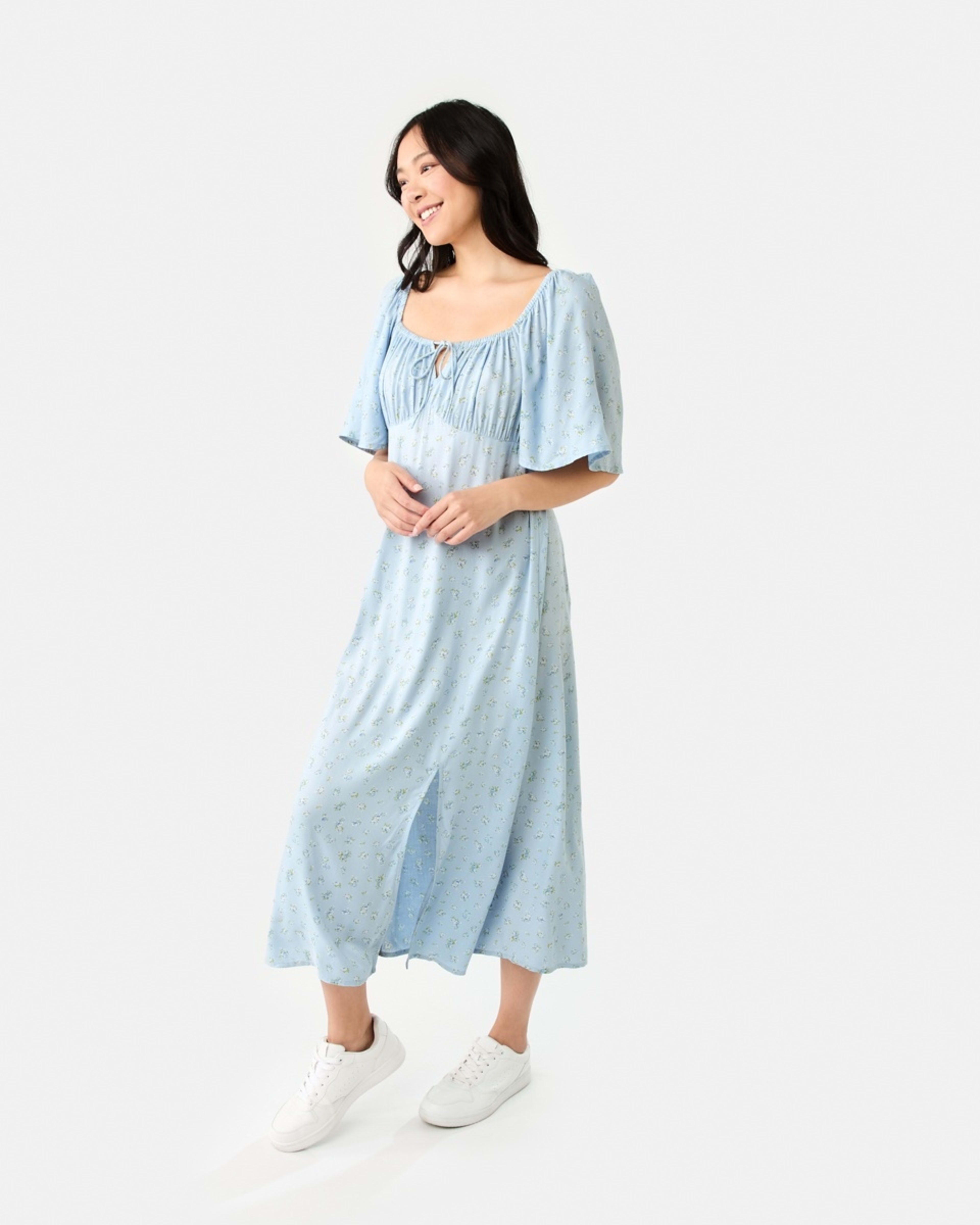 3 Short Sleeve Square Neck Tea Midi Dress DITSY ROSE SKYWAY, 3 of 8