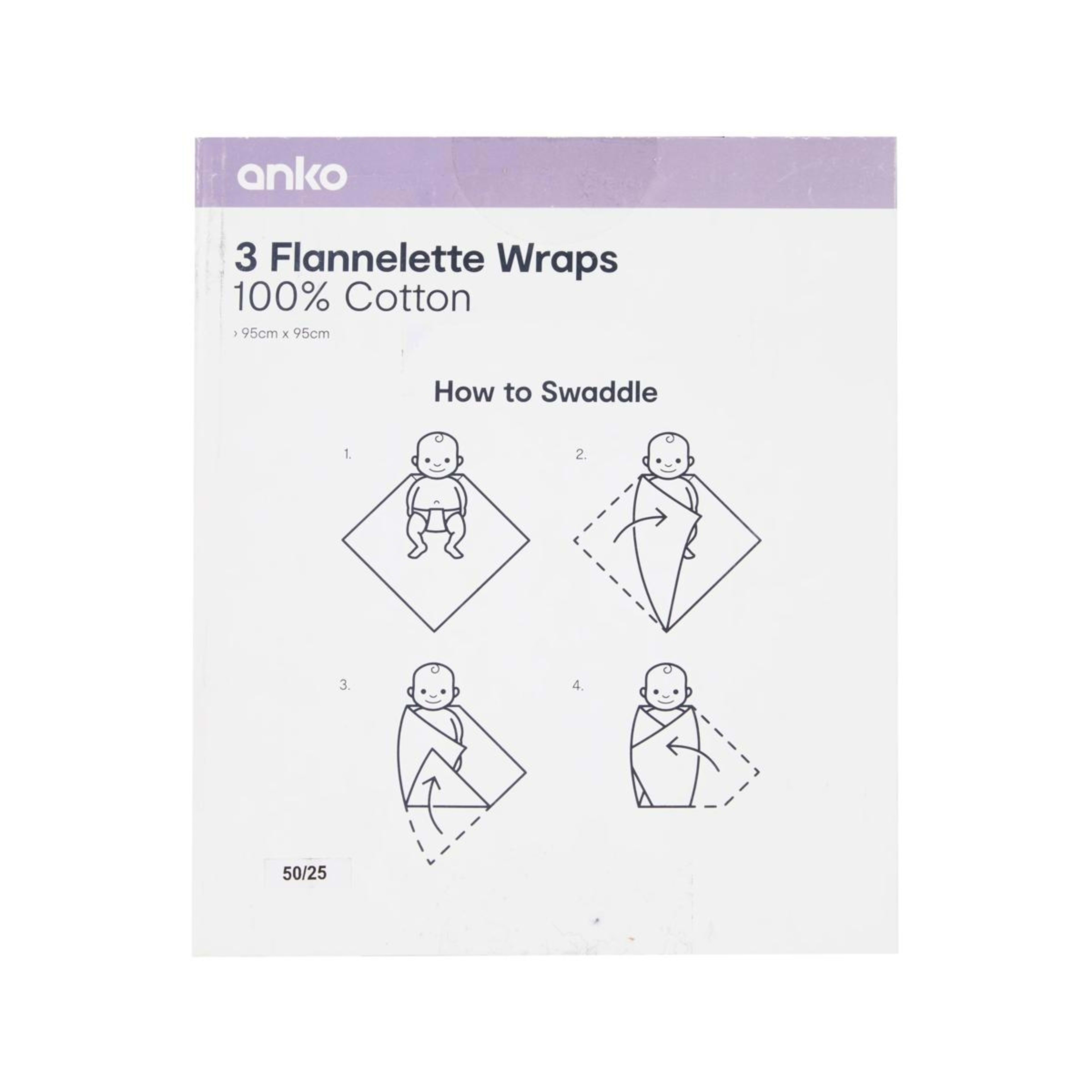 7 3 Pack Cotton Flannelette Wraps - Stars, 7 of 7