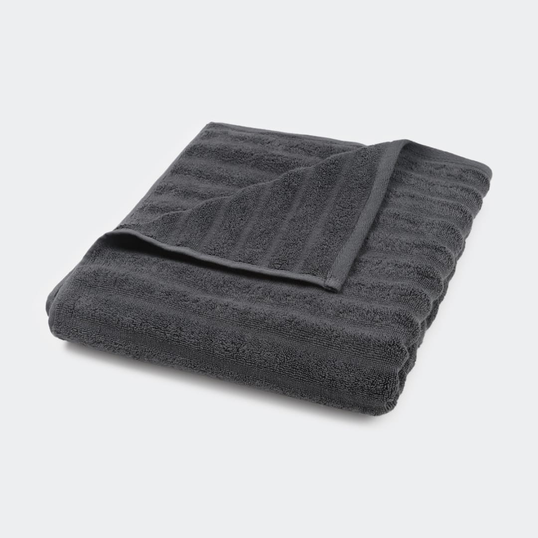 Thick Ribbed Australian Cotton Bath Towel Grey Kmart