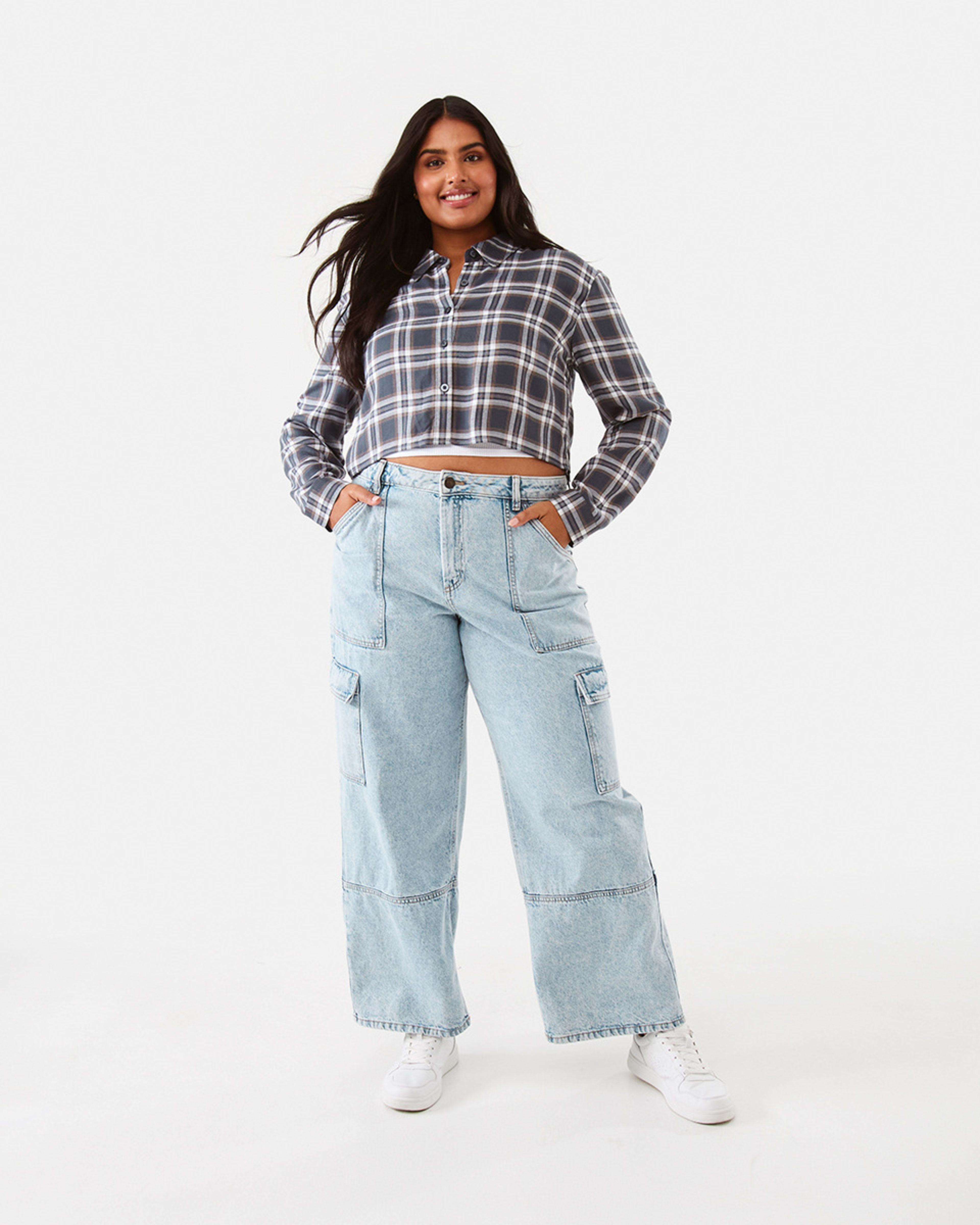 4 Long Sleeve Crop Check Shirt Check, 4 of 10