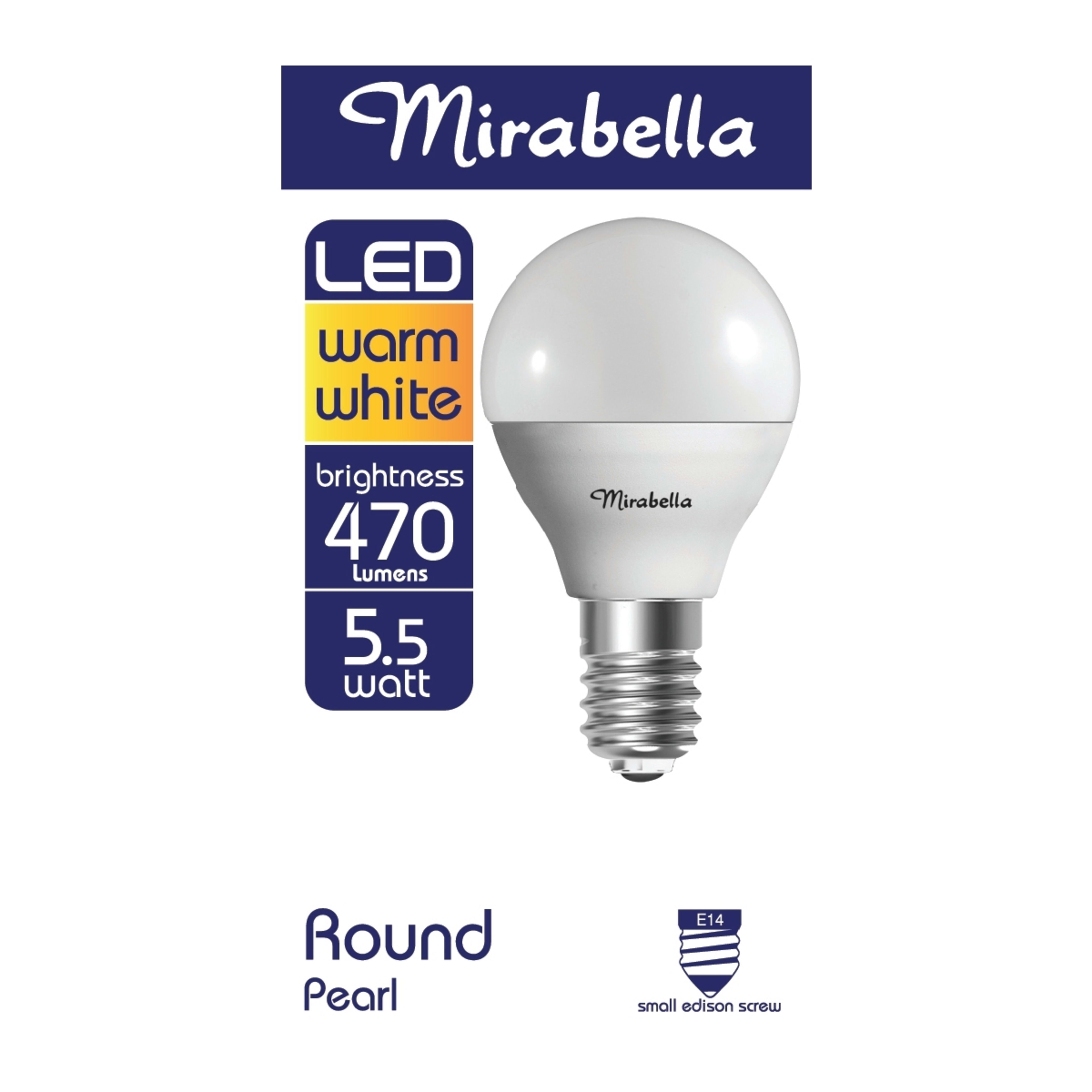 1 Mirabella E14 5.5W LED Warm White Round Bulb