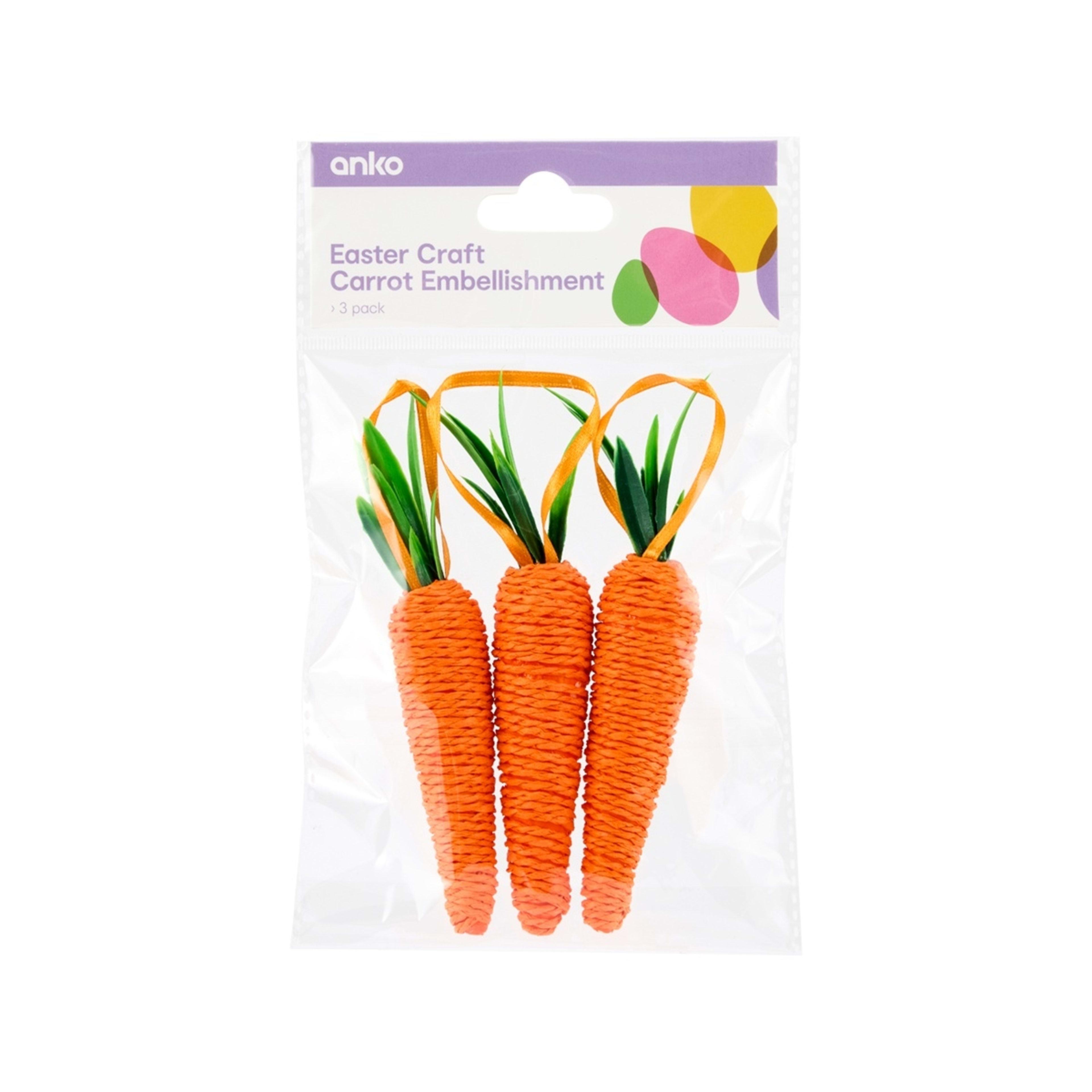 2 3 Pack Easter Craft Carrot Embellishment, 2 of 2