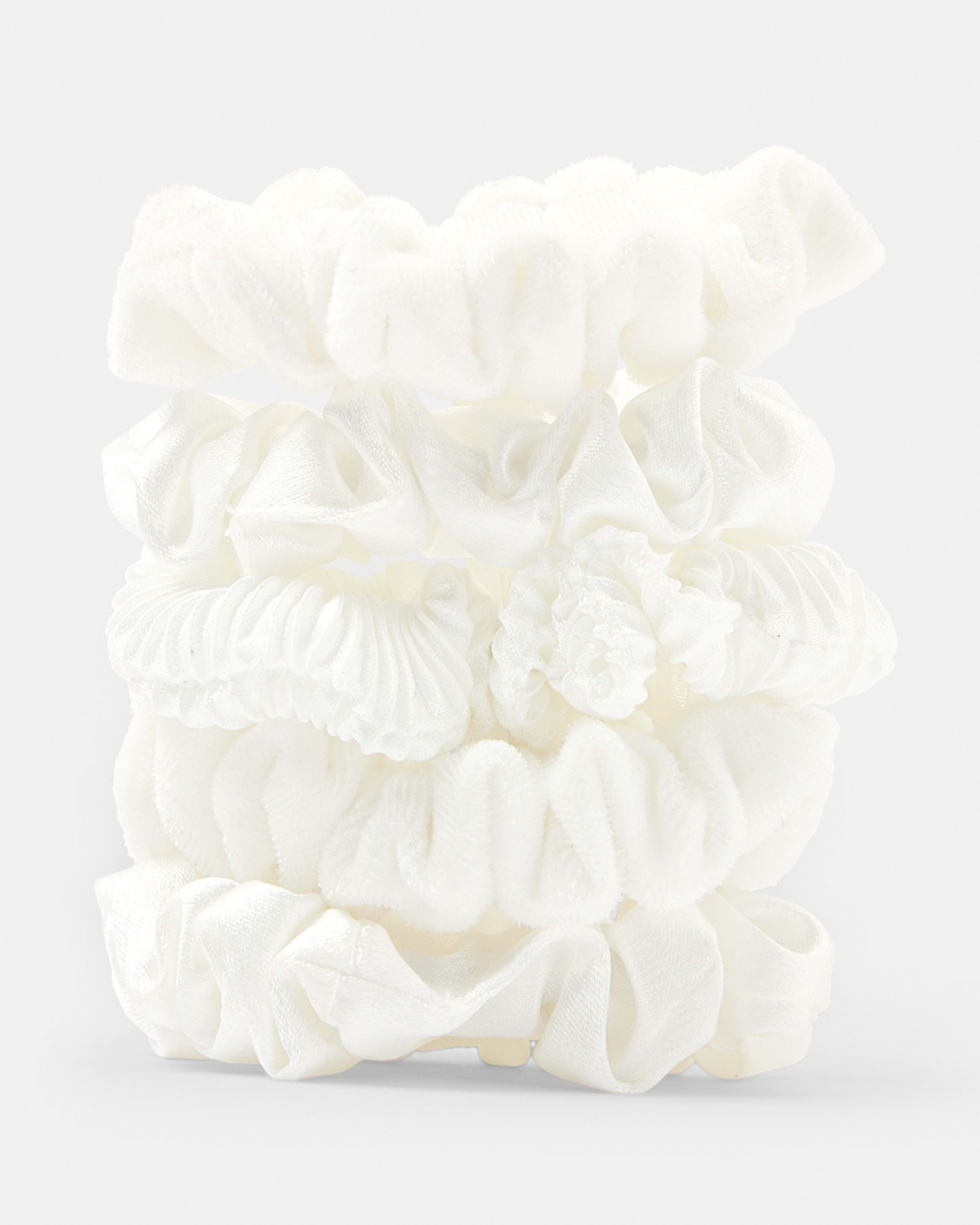 2 5 Pack Mini Textured Hair Scrunchies Acc White, 2 of 5