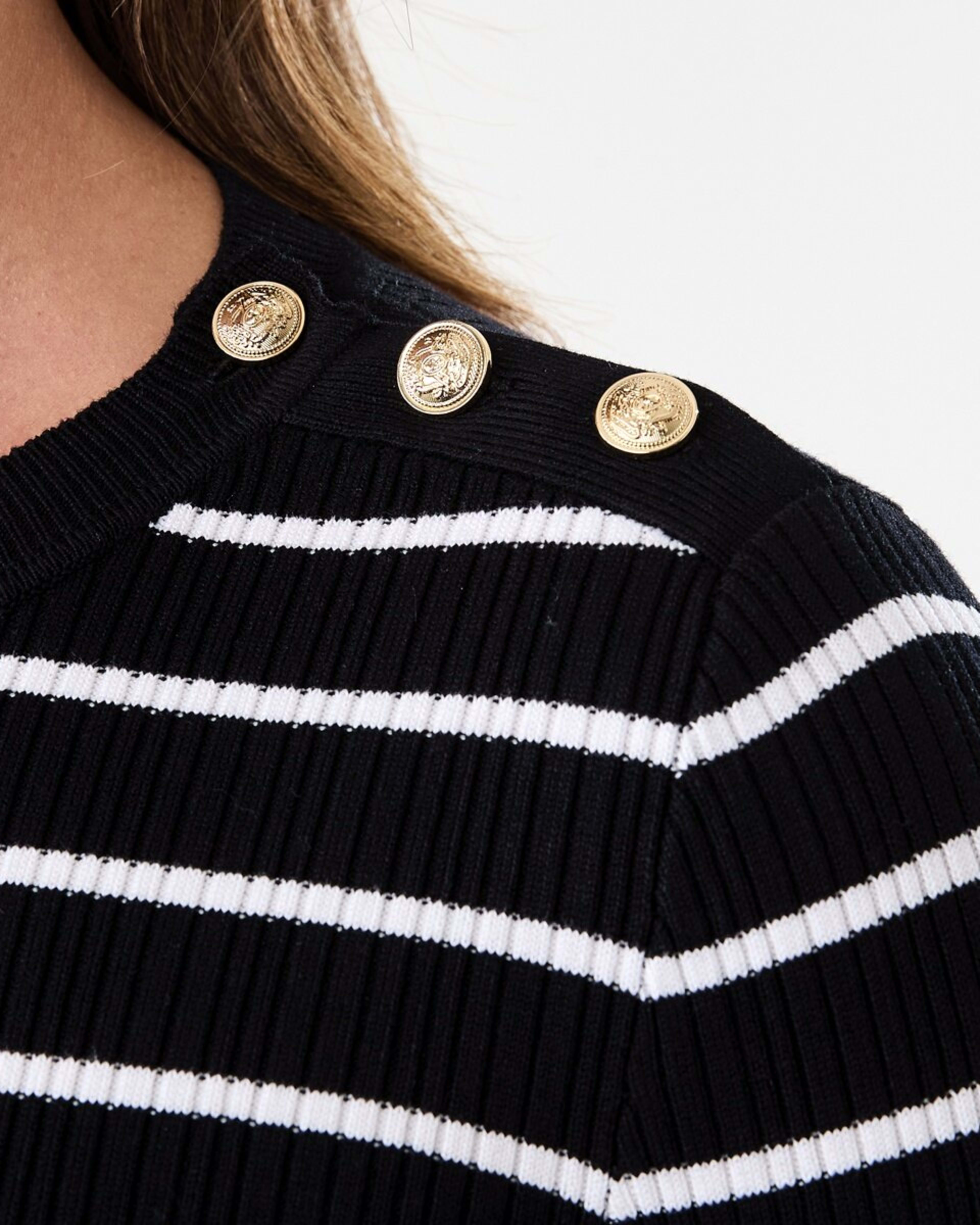 6 Long Sleeve Button Detail Top Ecru Strp, 6 of 6
