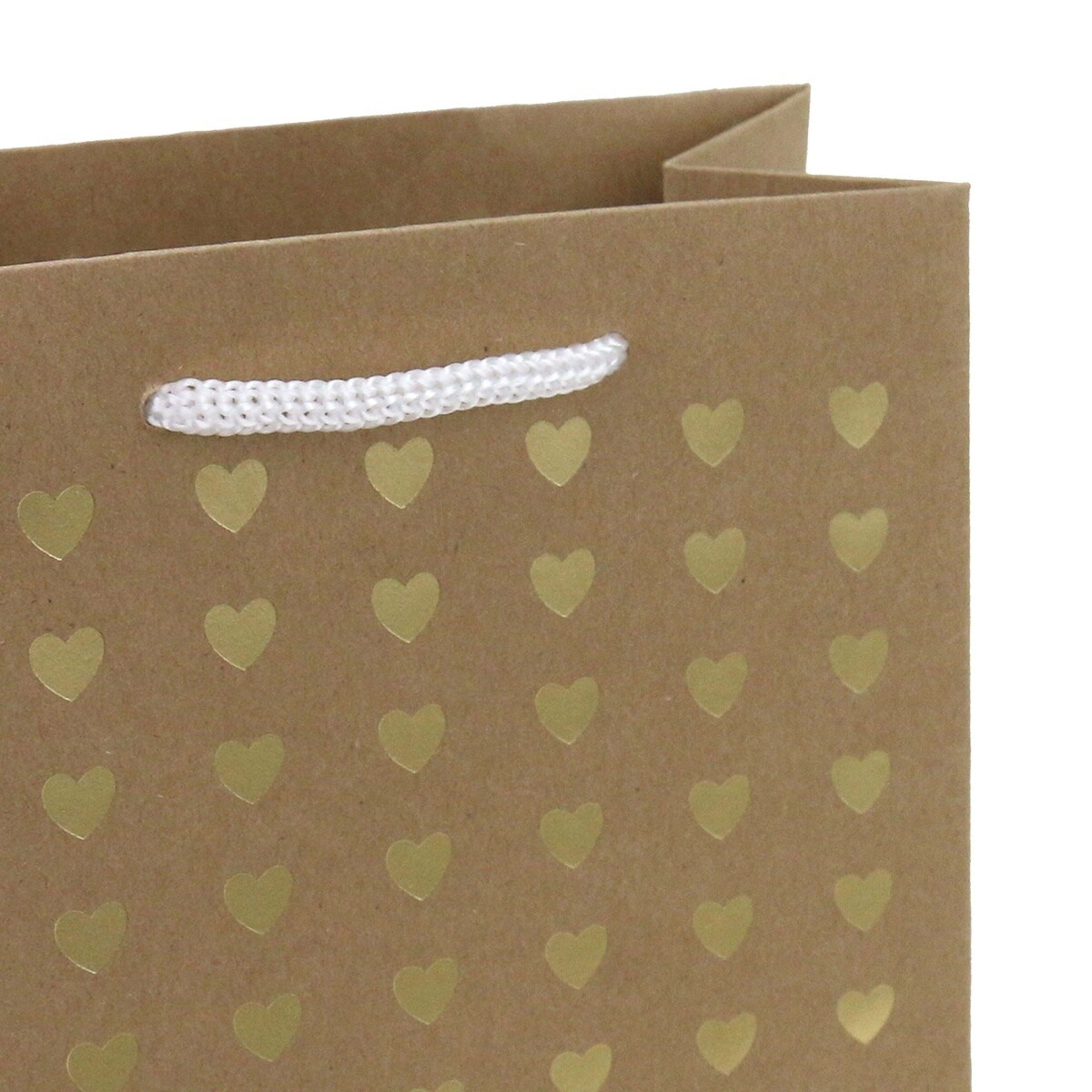 3 Hallmark Small Gift Bag - Kraft and Gold Hearts, 3 of 3