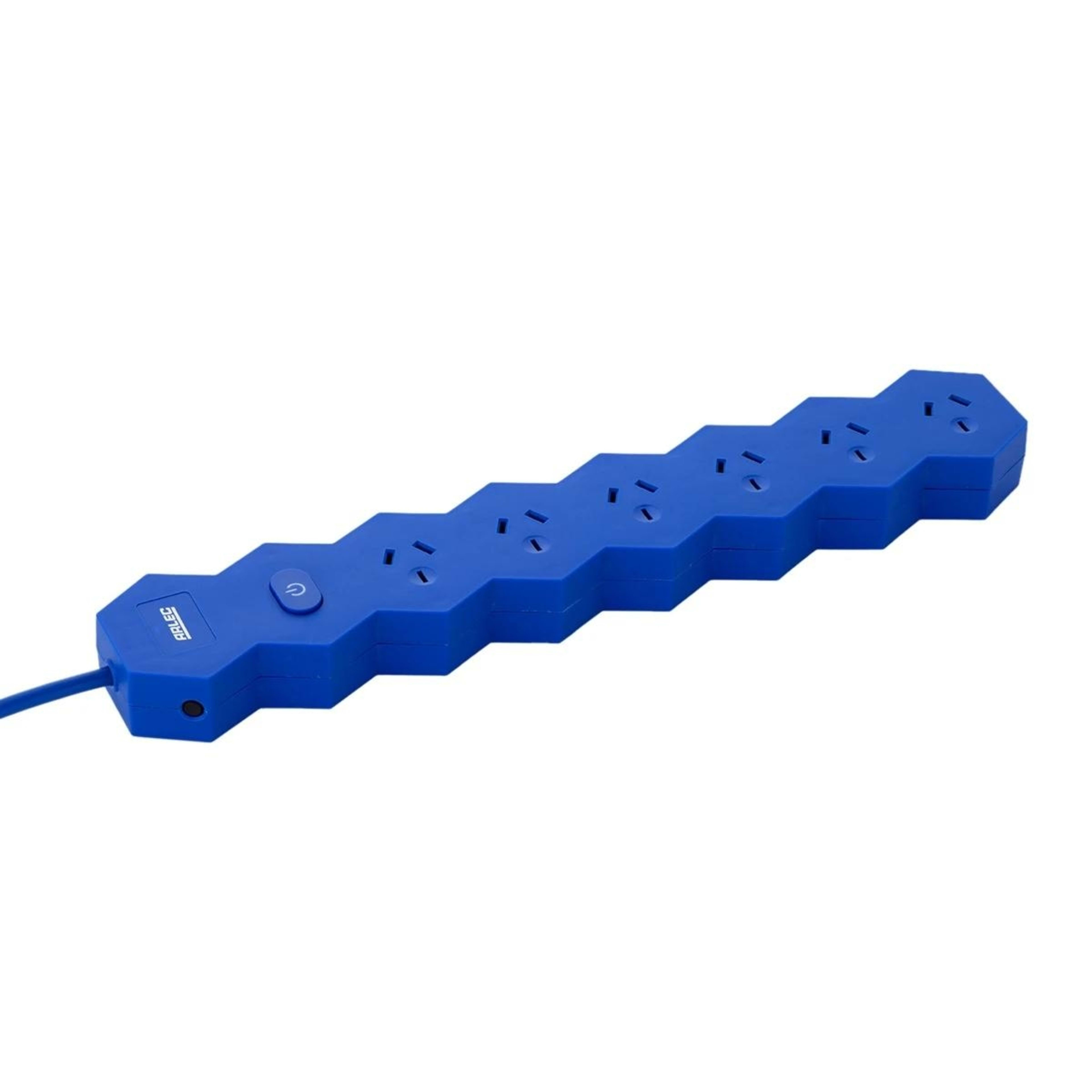 3 Arlec 6 Outlet Hexagon Master On/Off Switch Powerboard - Blue, 3 of 6
