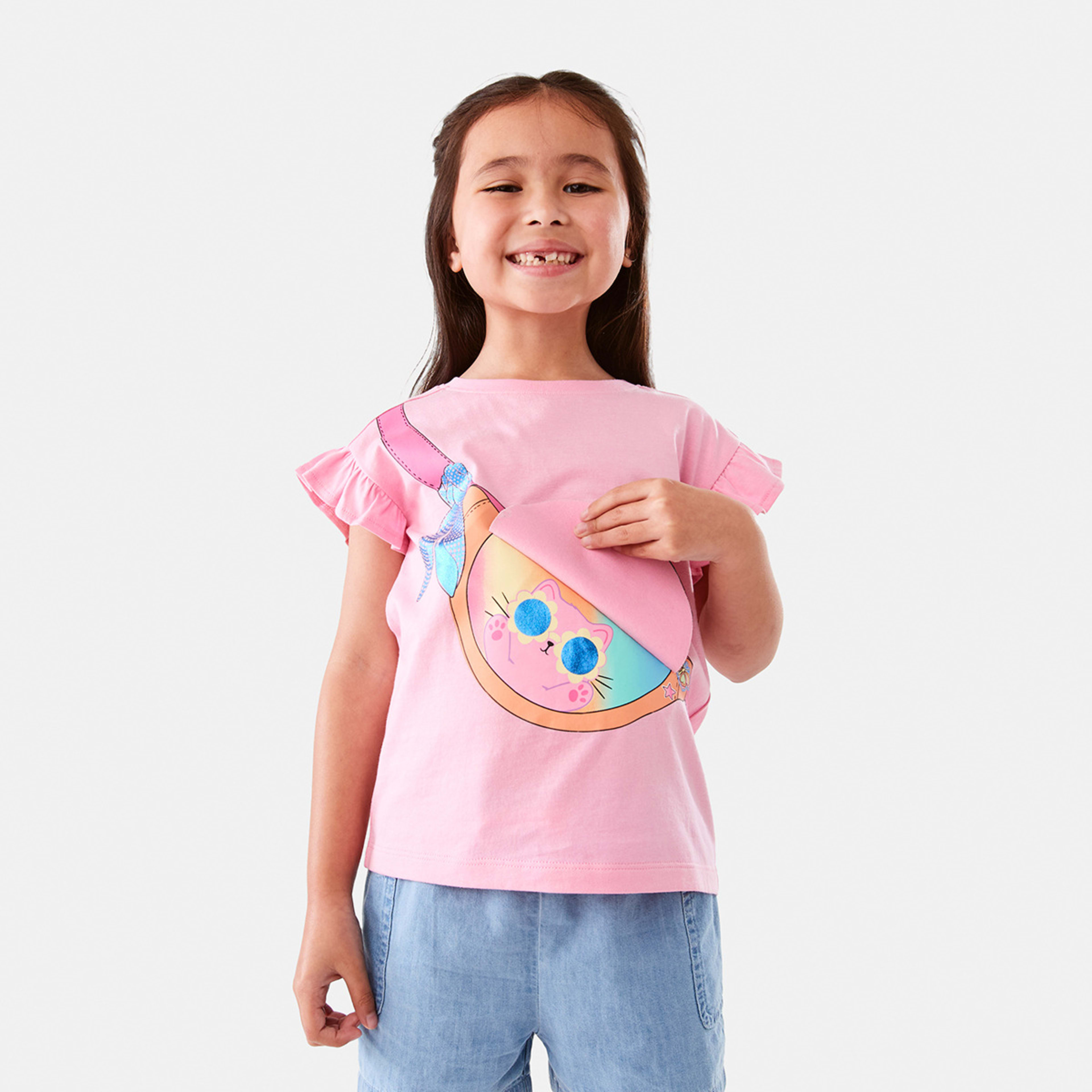 2 Print Flap Novelty T-shirt Pnk Wmelon, 2 of 10