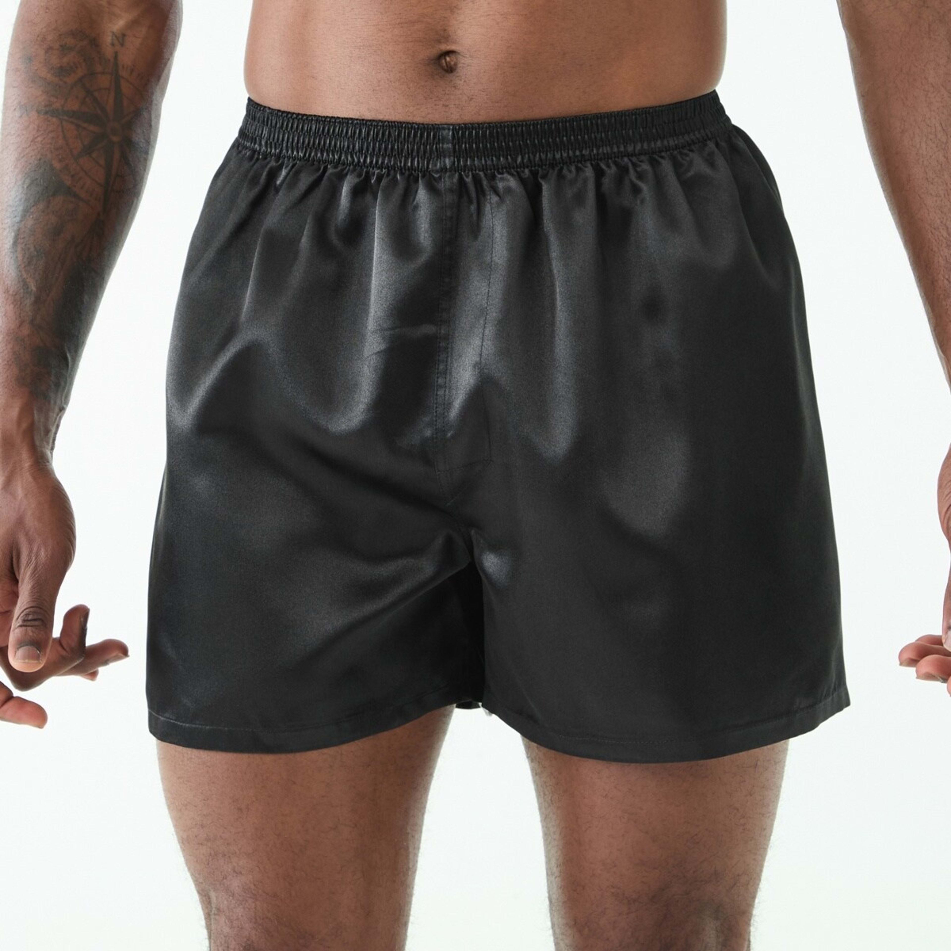 2 2 Pack Satin Boxers Black, 2 of 6