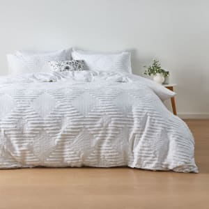 Charlotte Cotton Quilt Cover Set - King Bed, White