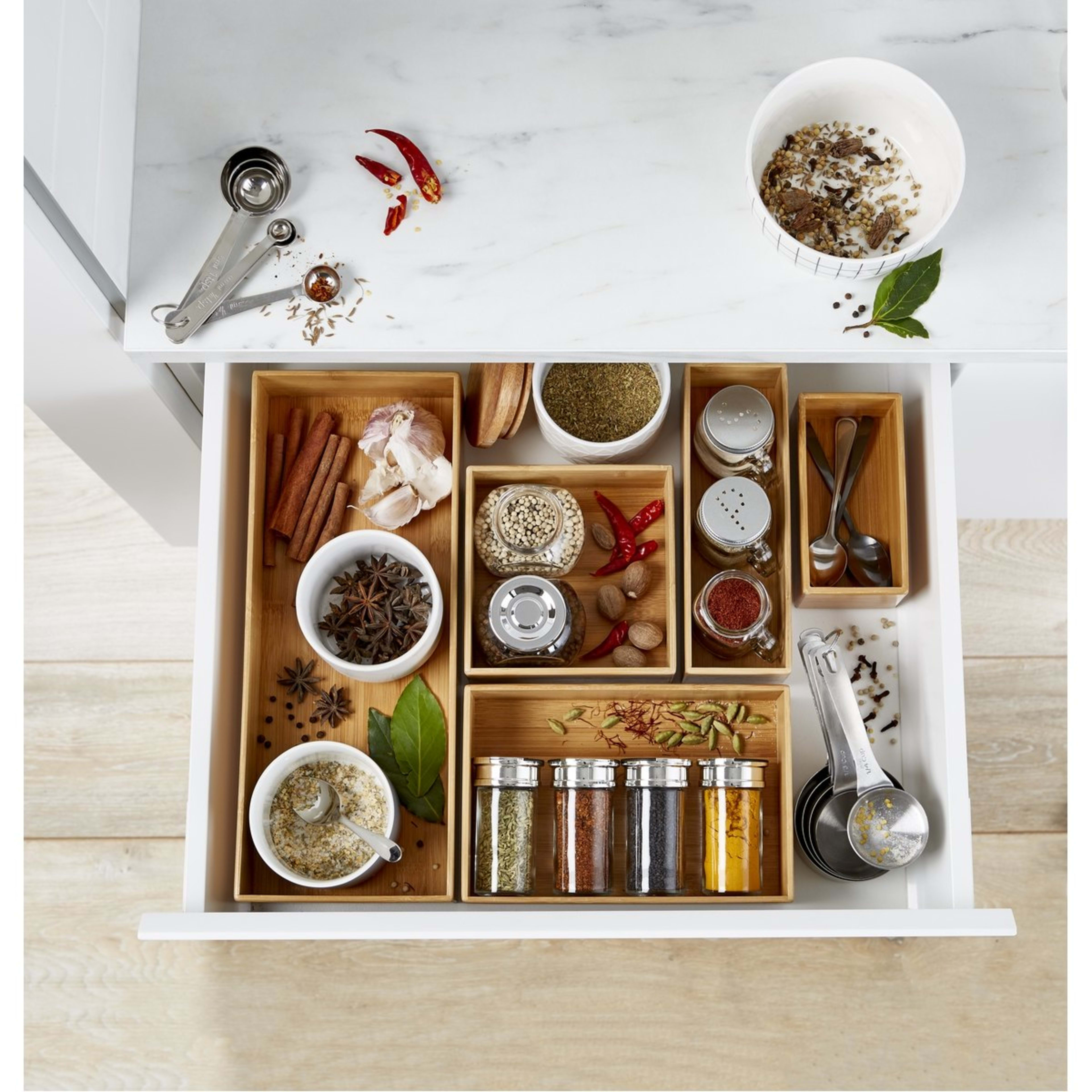 3 Medium & Narrow Bamboo Drawer Tidy, 3 of 3