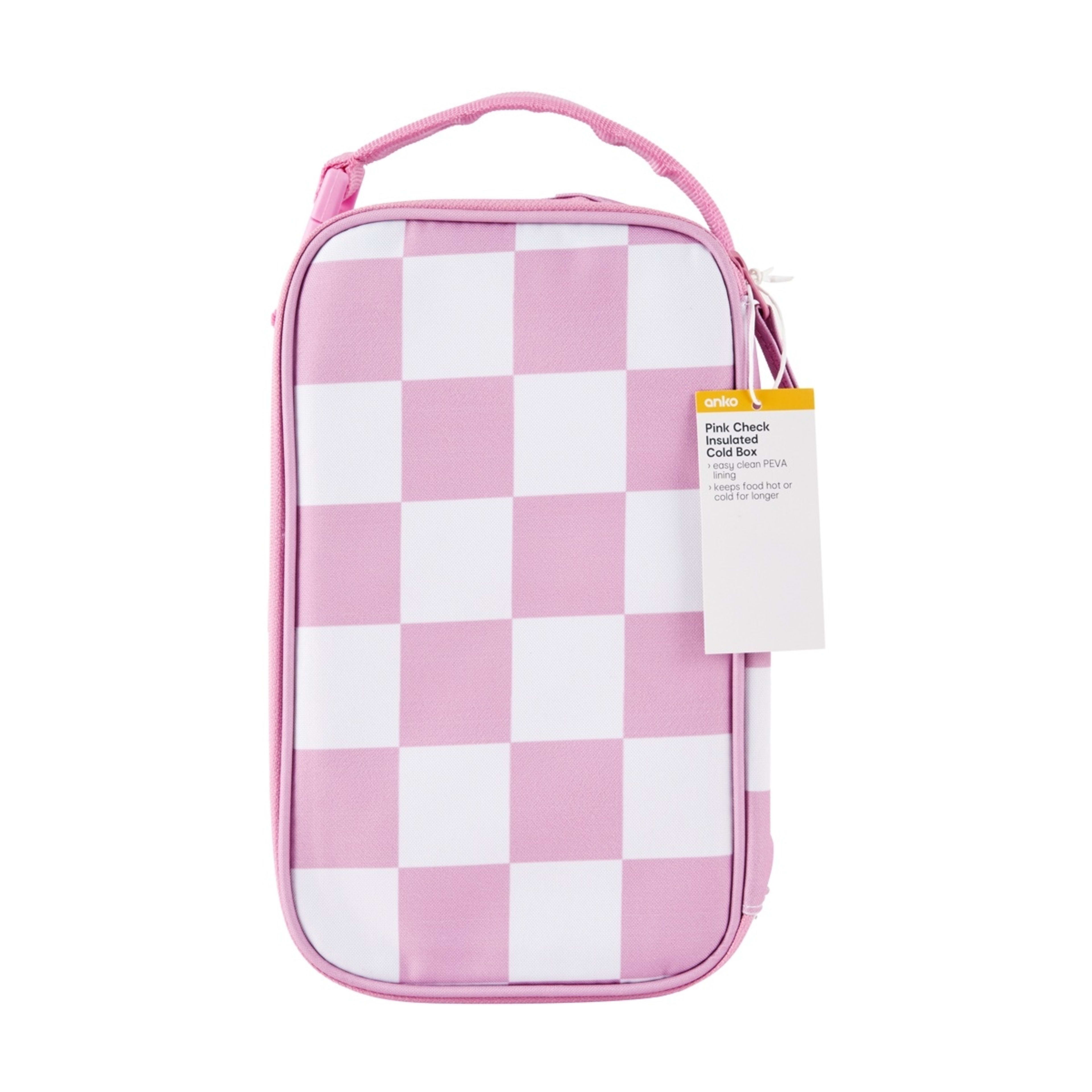 3 Pink Check Insulated Cold Box, 3 of 3