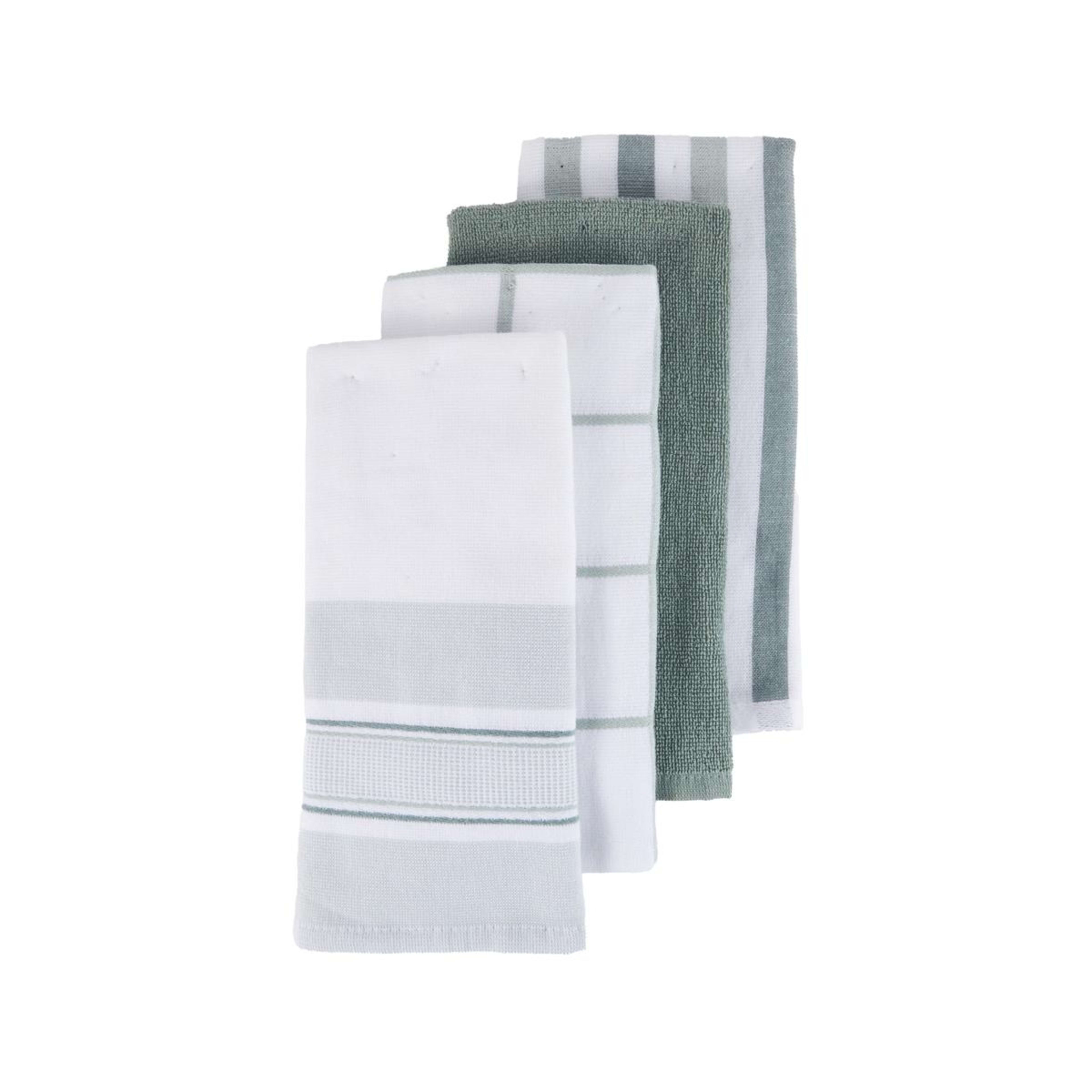 1 4 Pack Green Linear Terry Tea Towels, 1 of 7