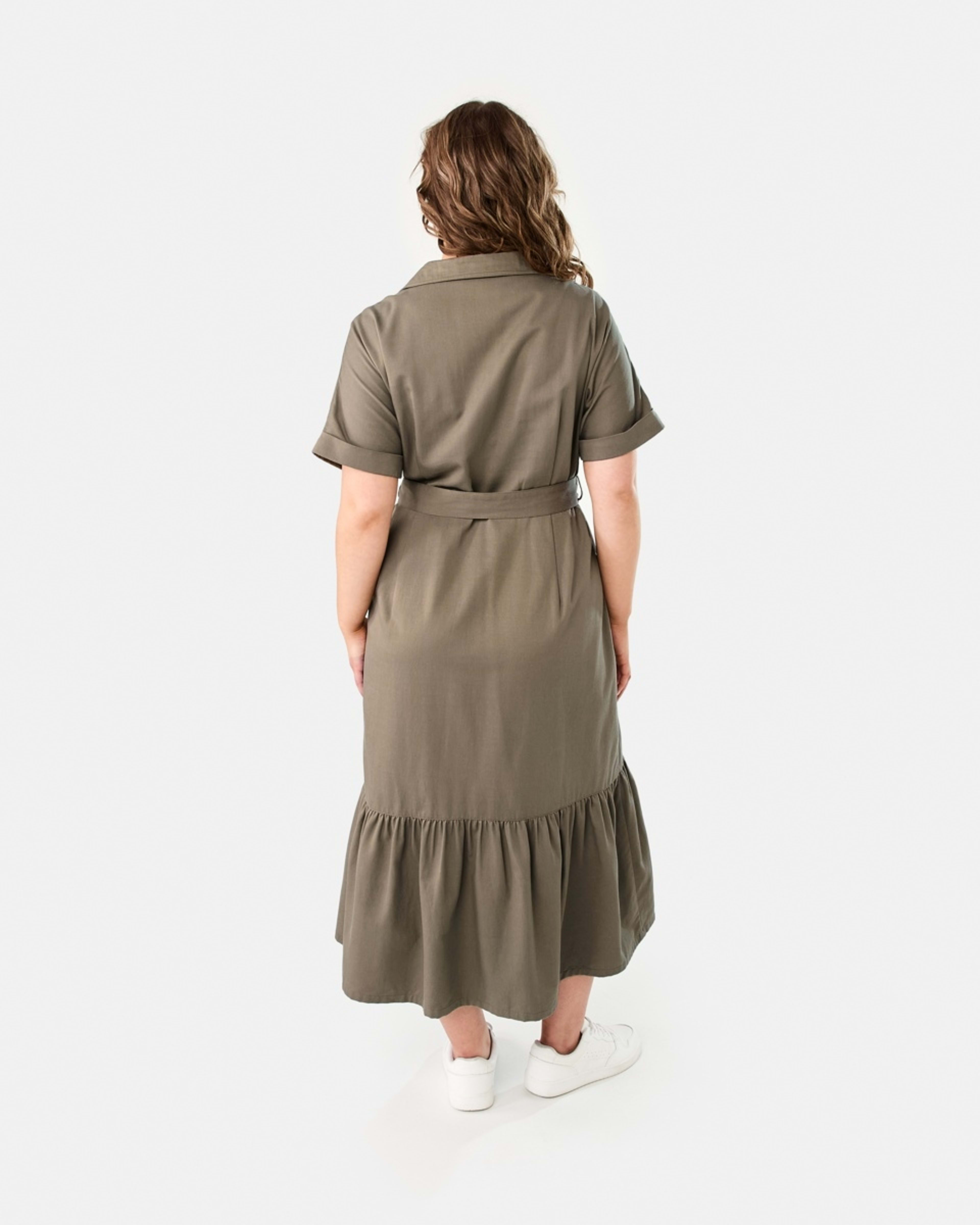 4 Short Sleeve Button Through Midi Dress PAVEMENT GREY, 4 of 9