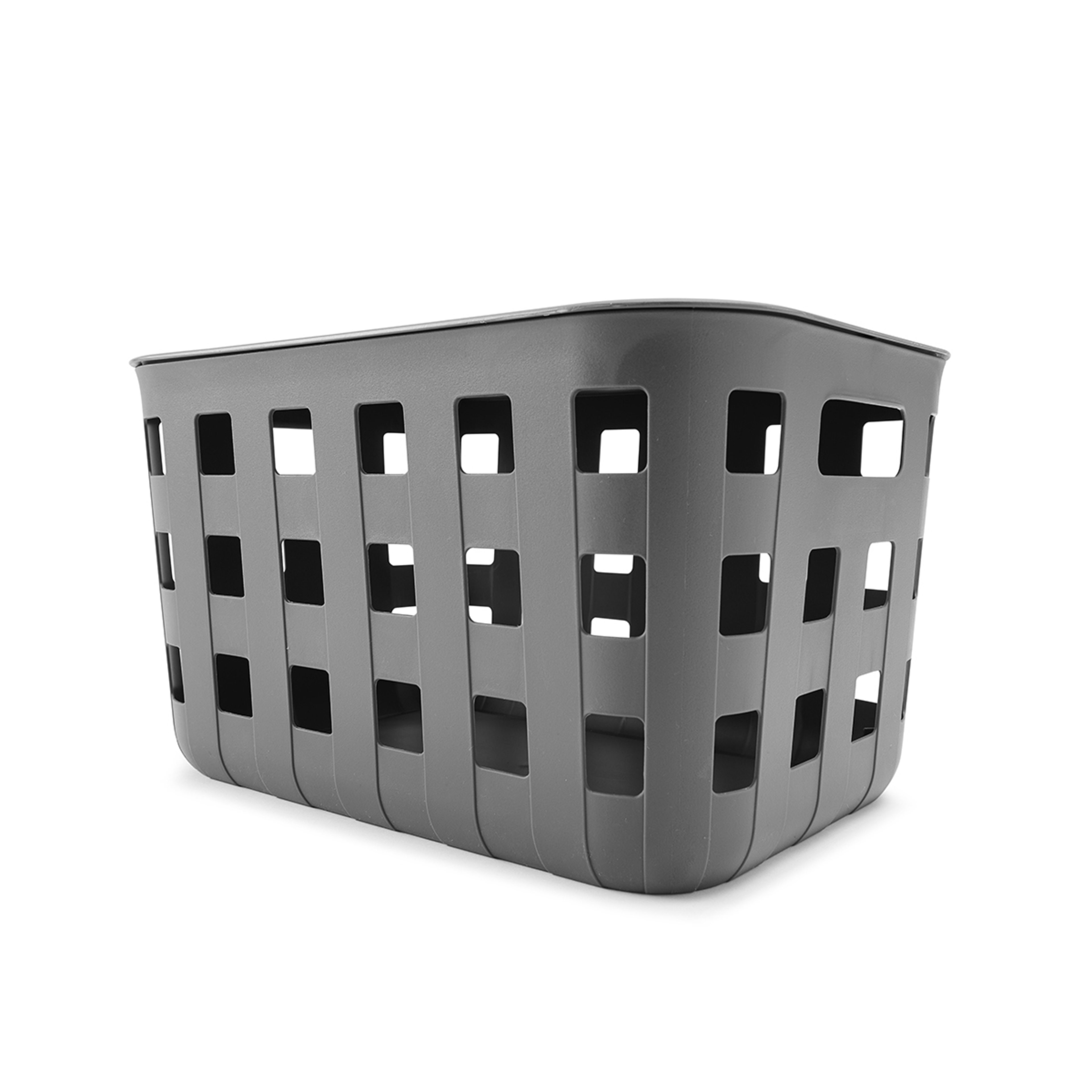 1 18L Rectangle Trellis Basket with Lid - Charcoal