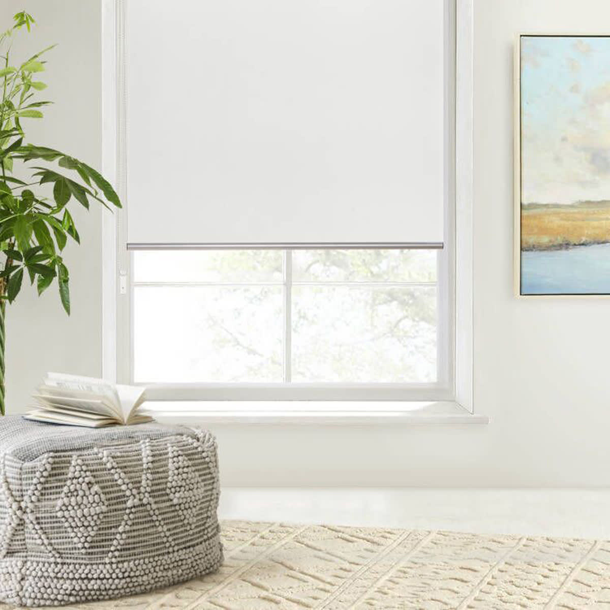 Block Out Roller Blind 90cm x 210cm, White Kmart